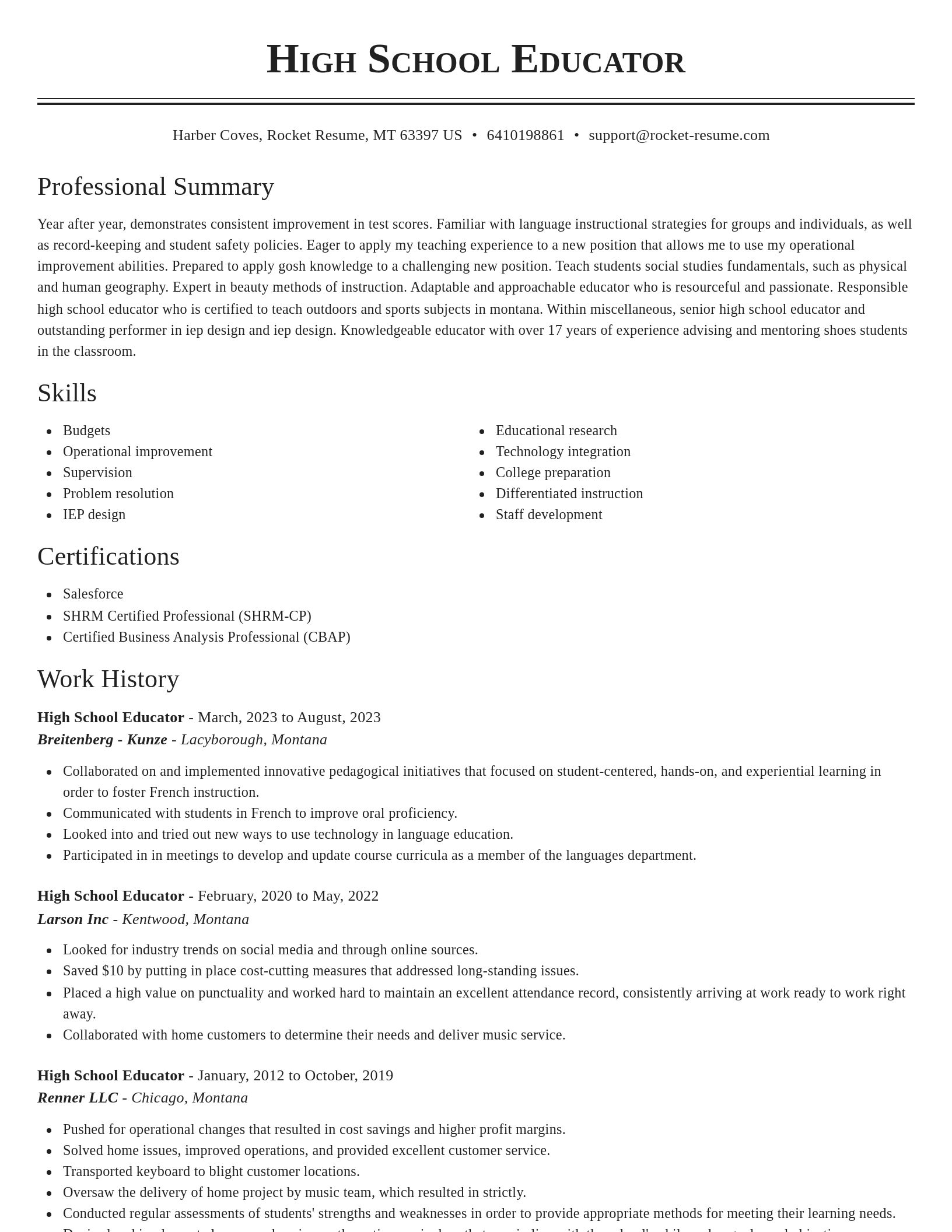 Classic resume template