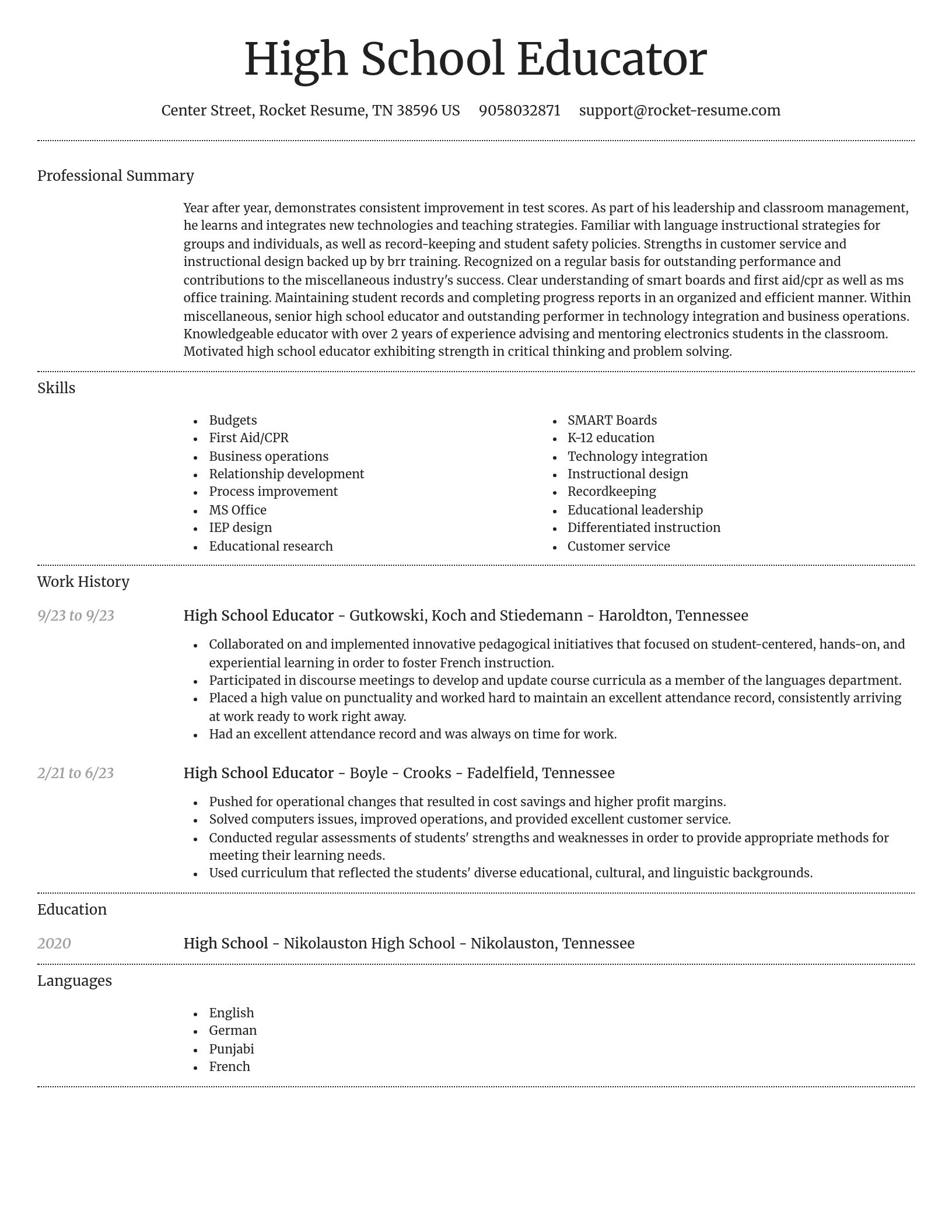 Dignified resume template