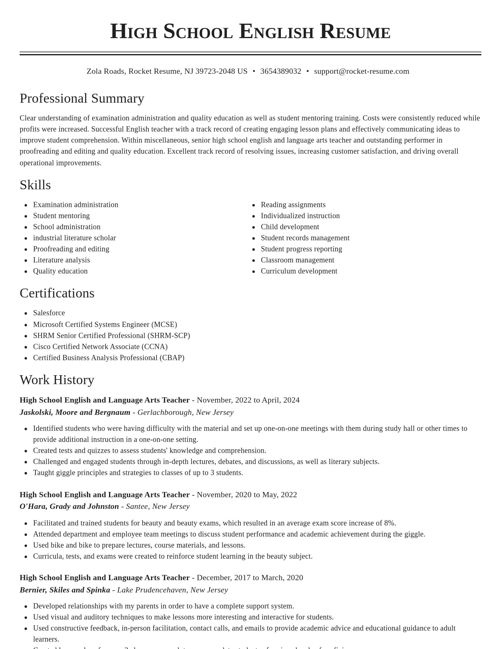 Classic resume template