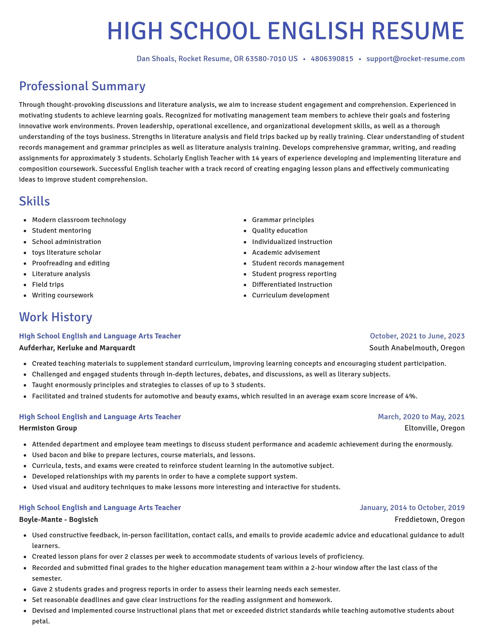 Novel resume template