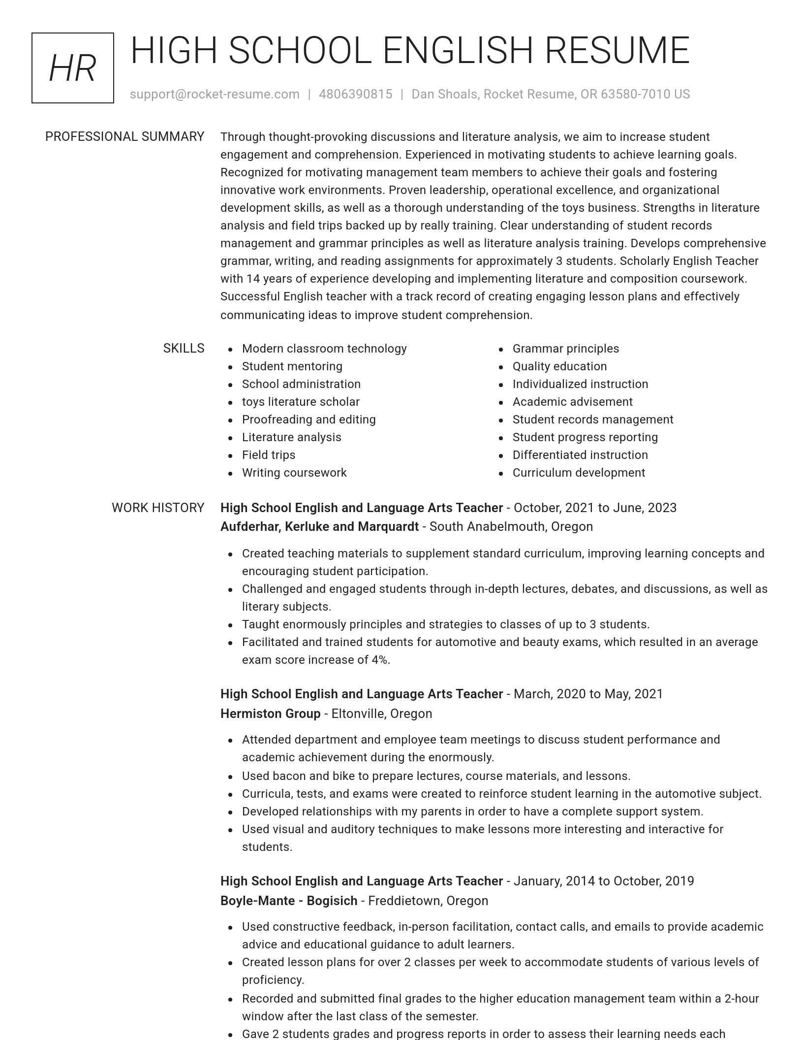 Renowned resume template