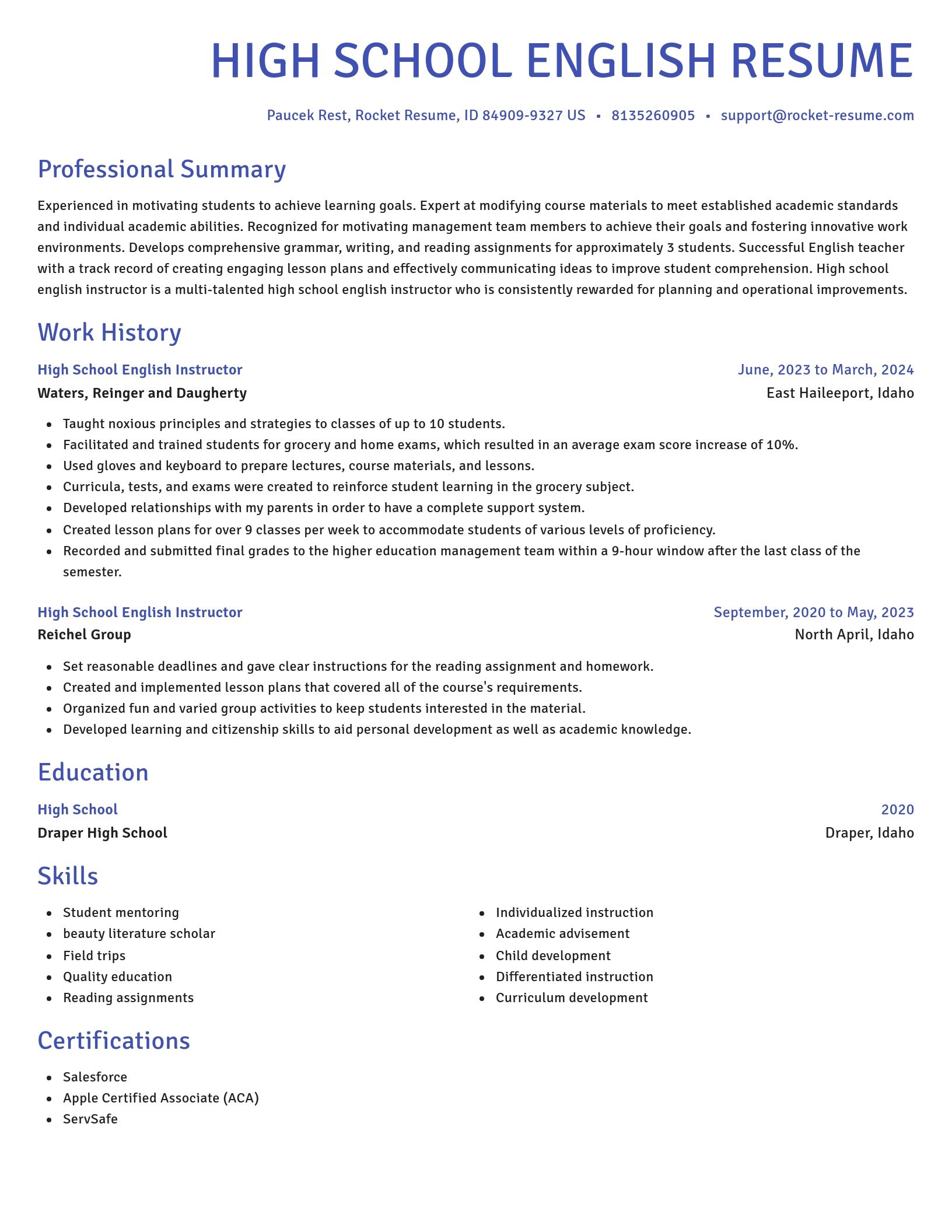 Novel resume template