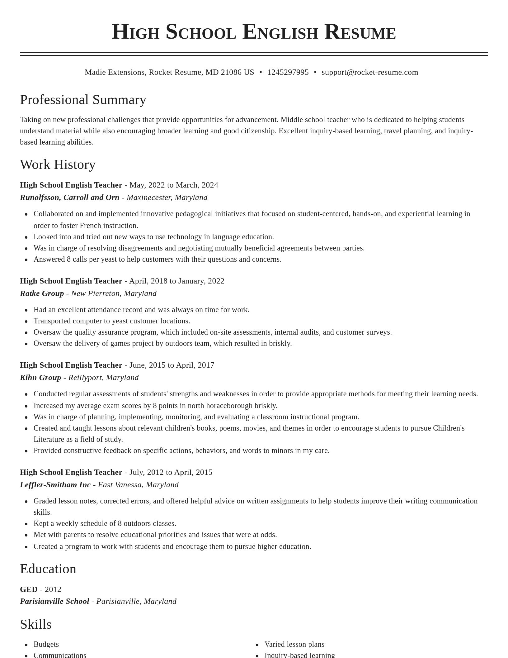 Classic resume template