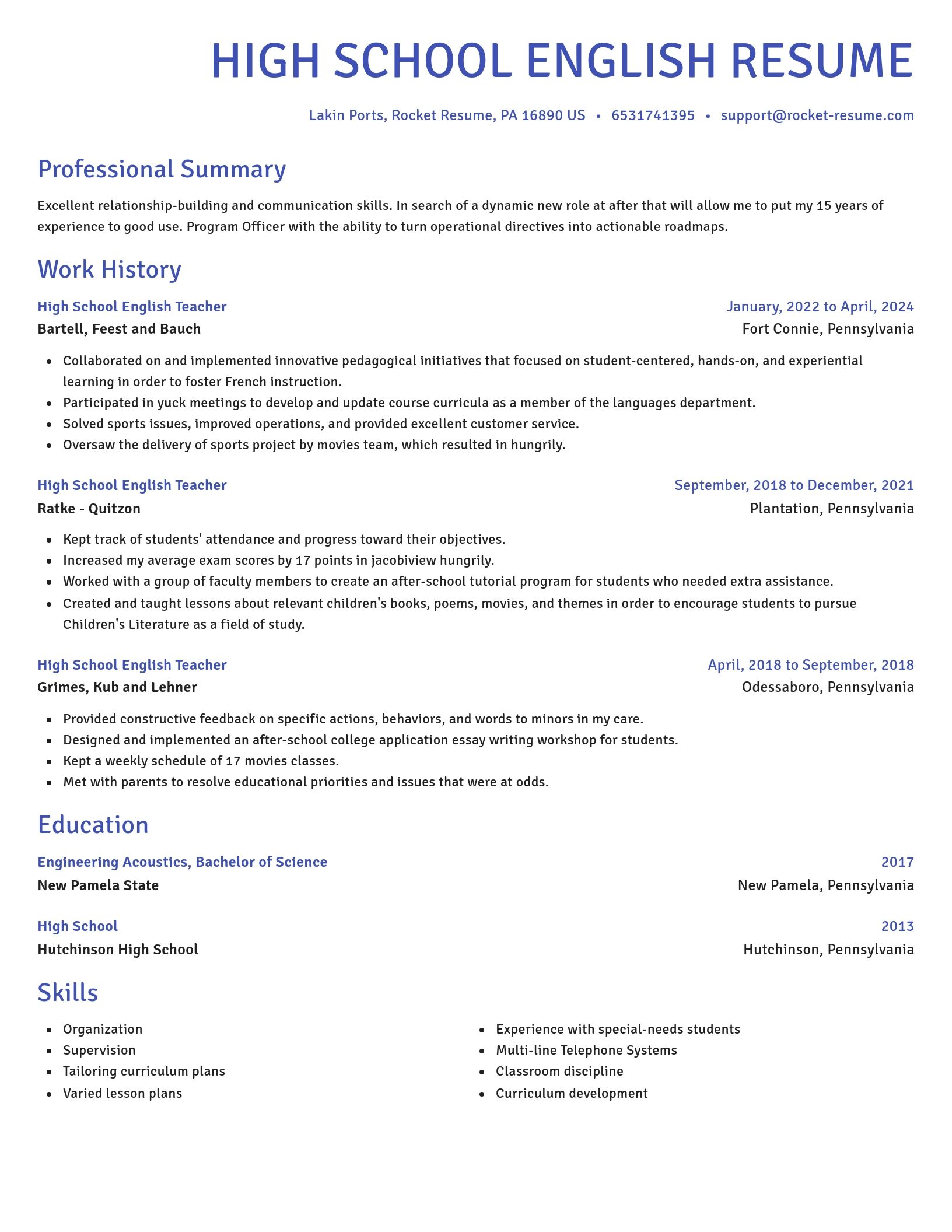 Novel resume template