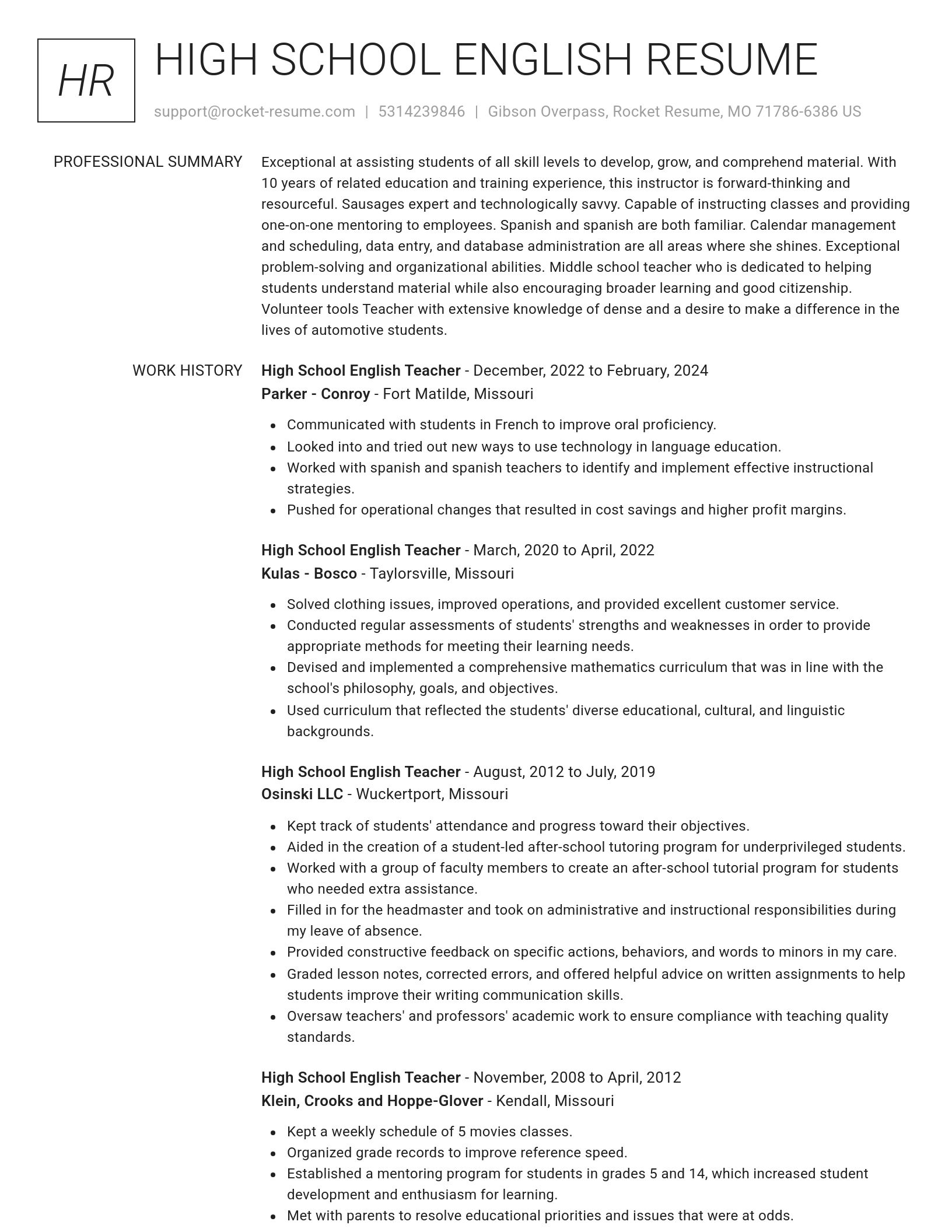 Renowned resume template