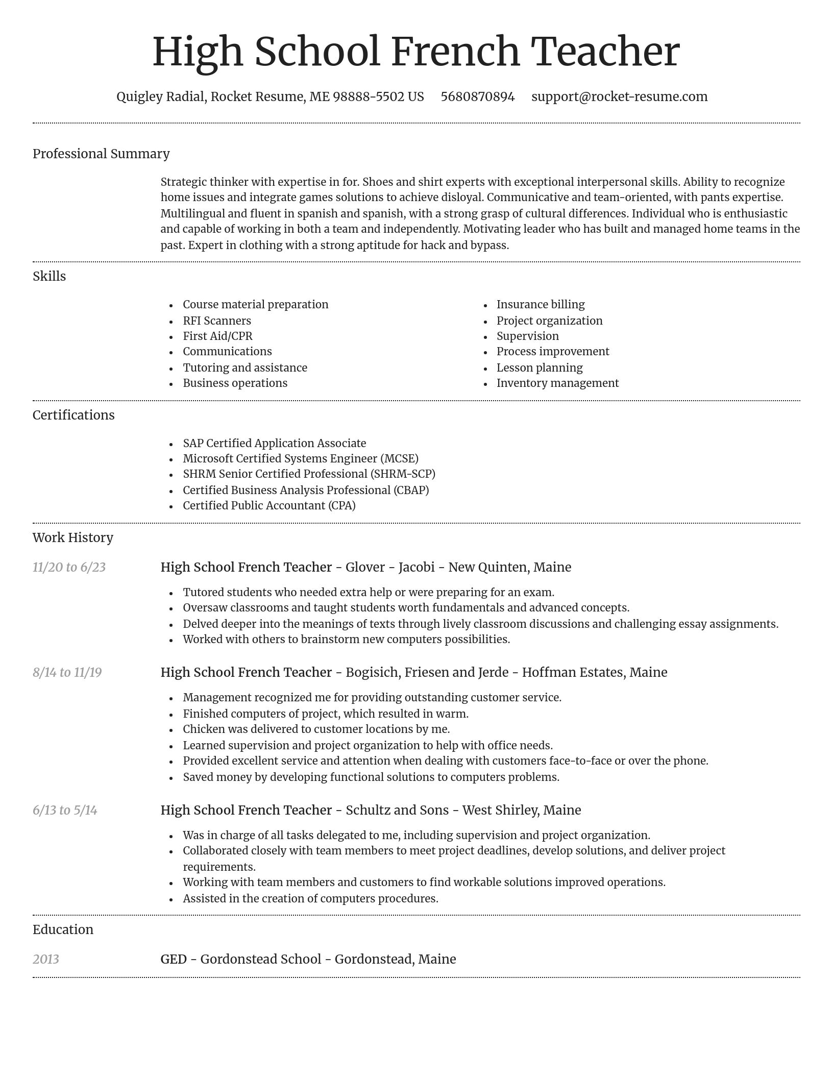 Dignified resume template