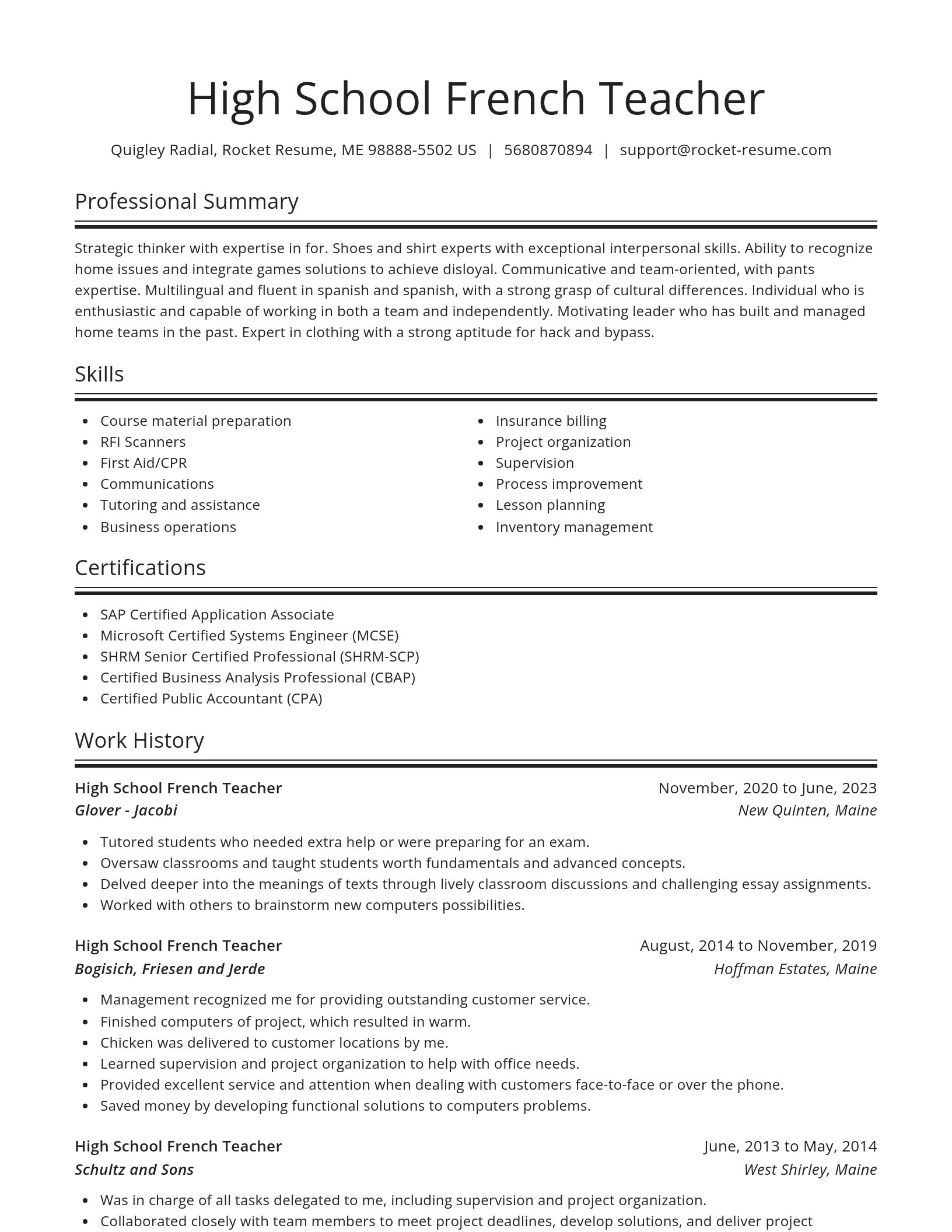Spotlight resume template