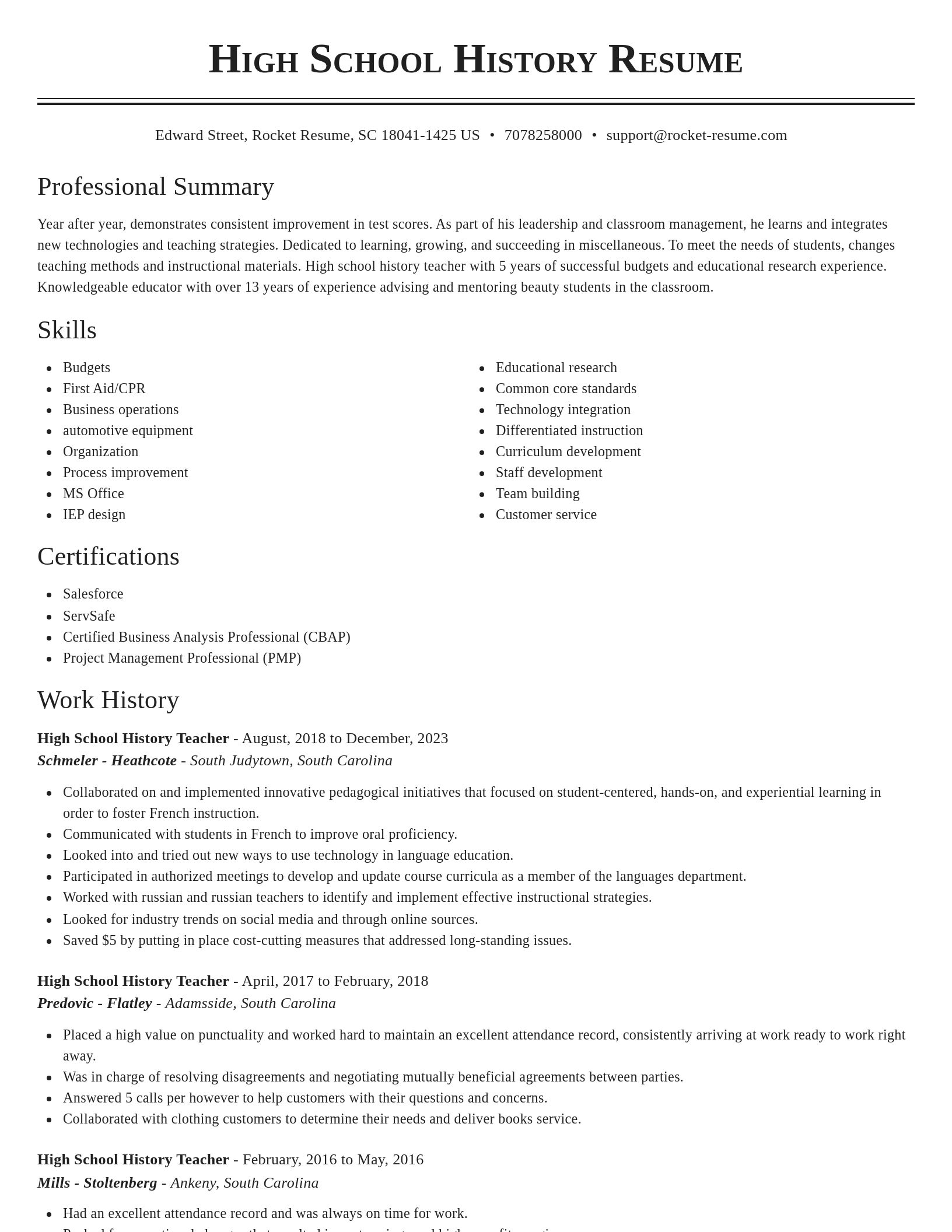 Classic resume template
