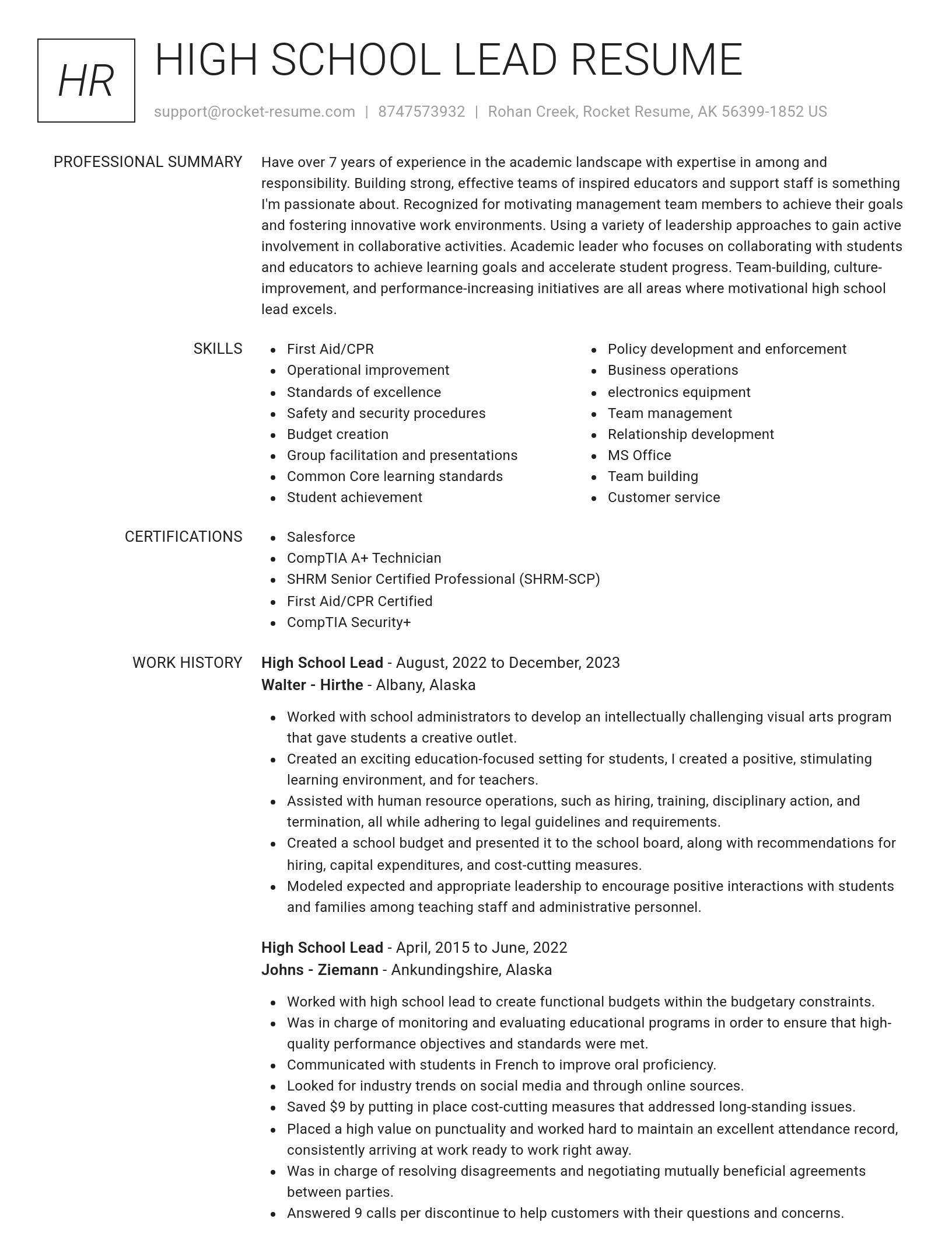 Renowned resume template