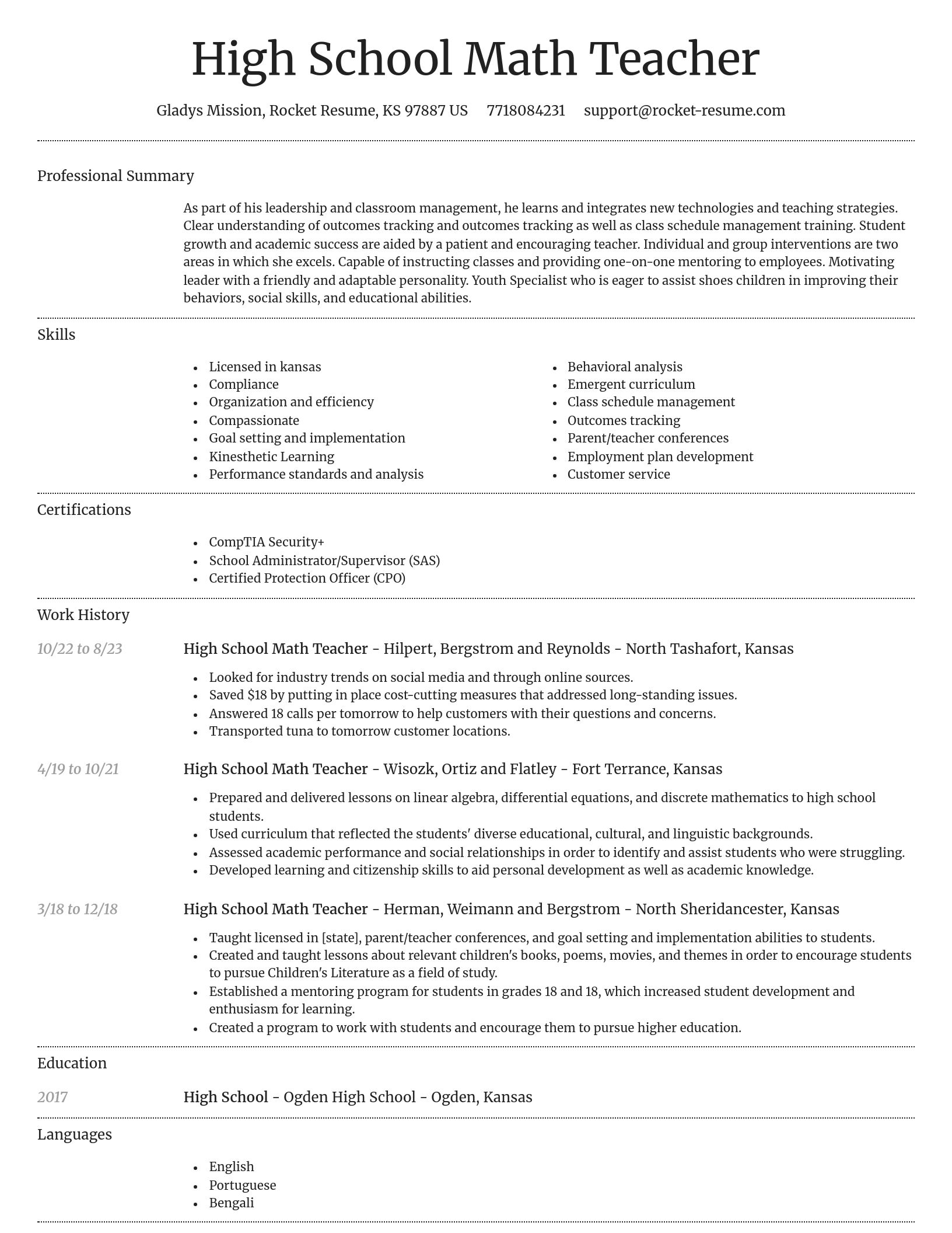 Dignified resume template