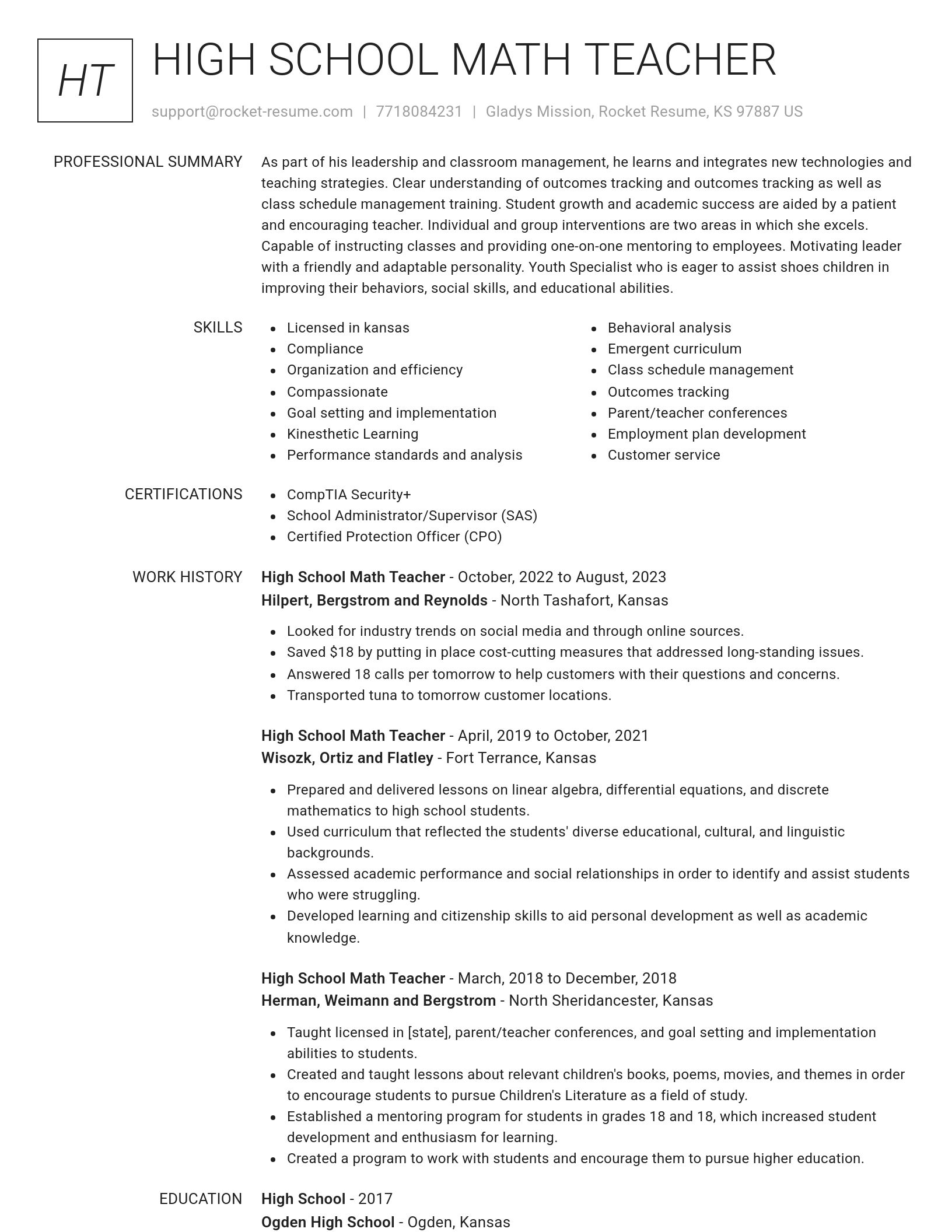 Renowned resume template