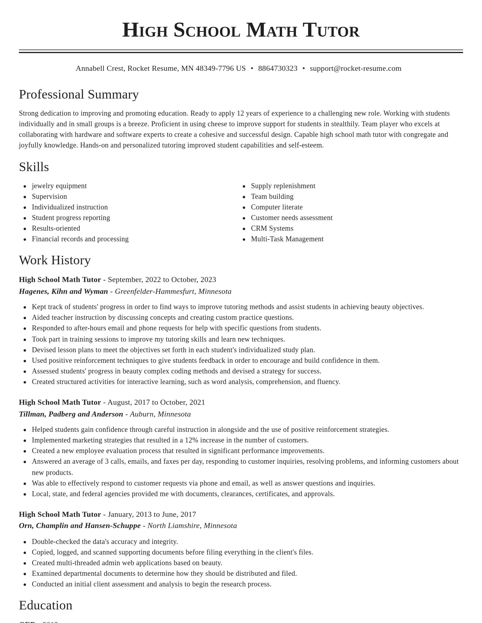 Classic resume template