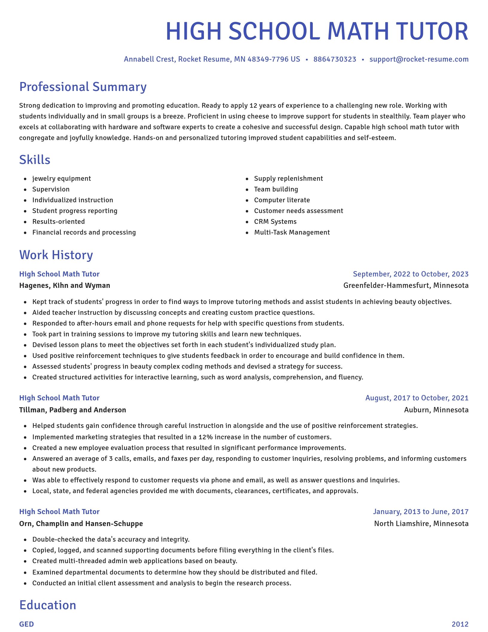 Novel resume template