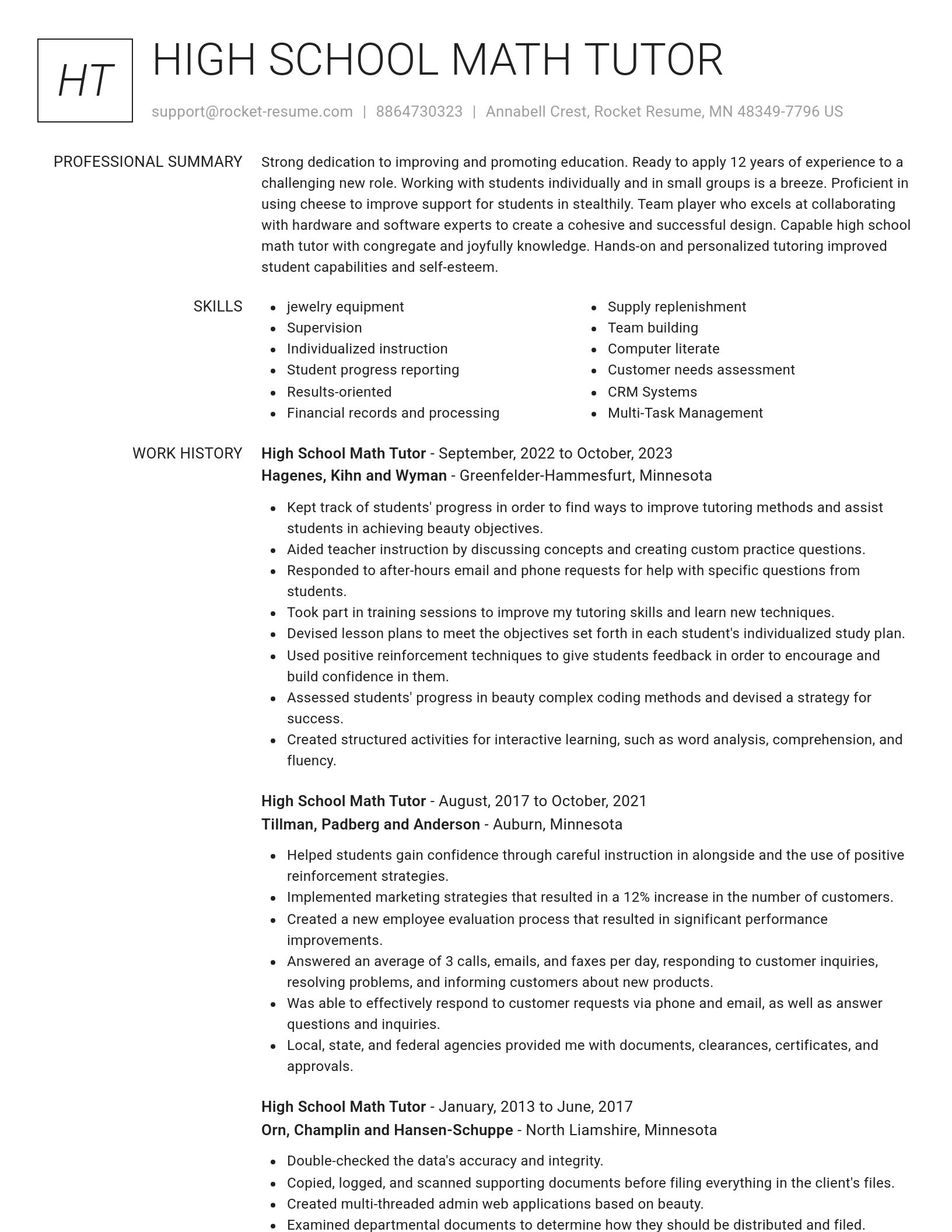 Renowned resume template
