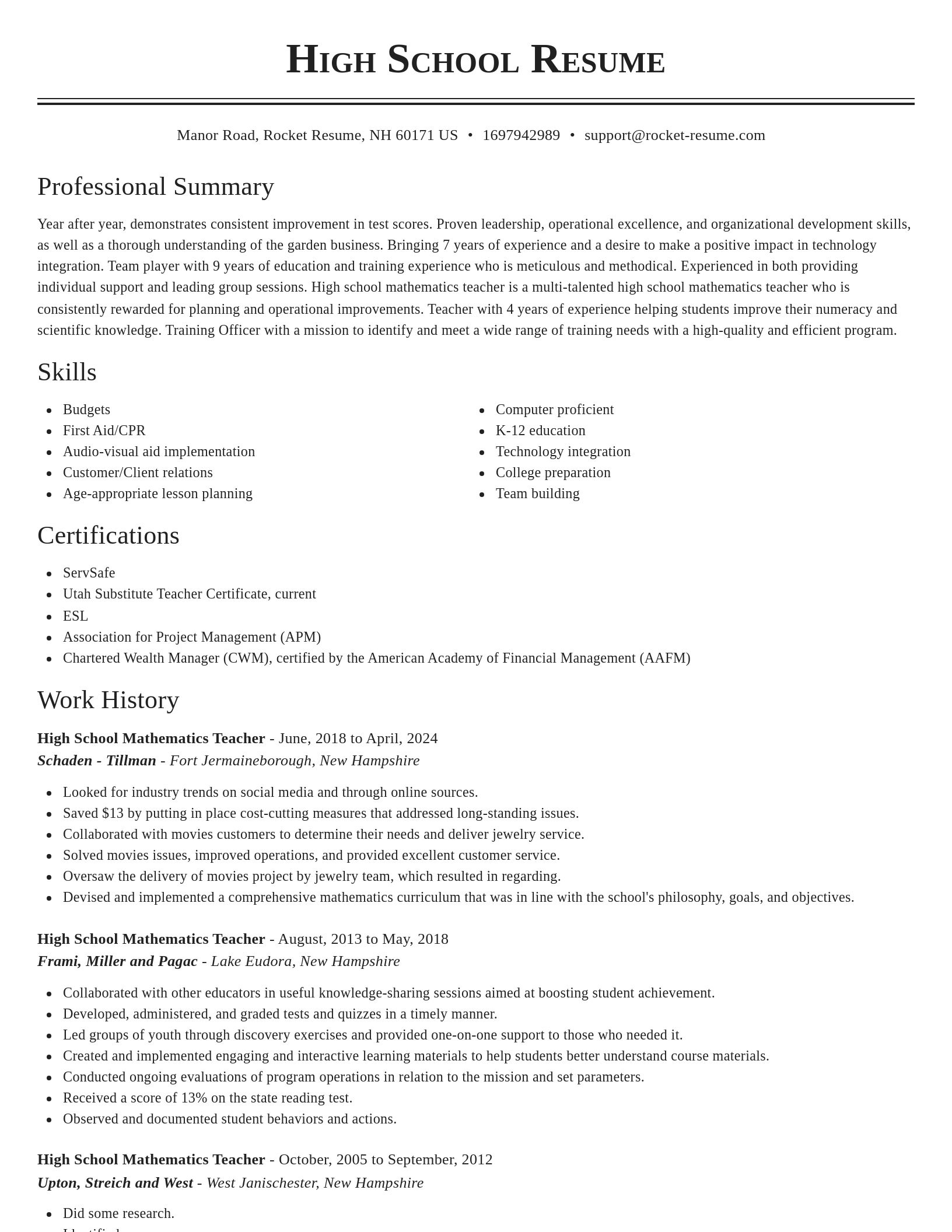 Classic resume template