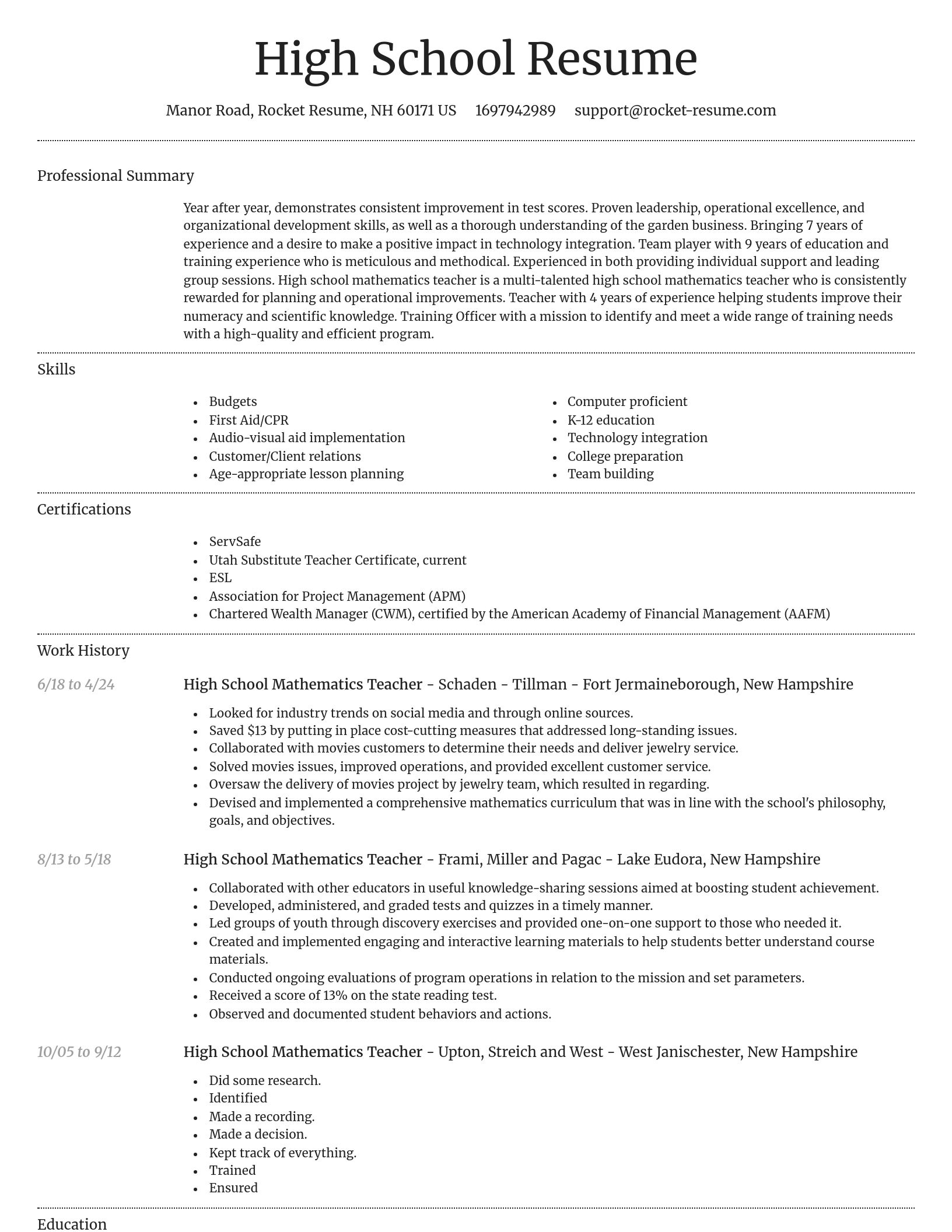 Dignified resume template