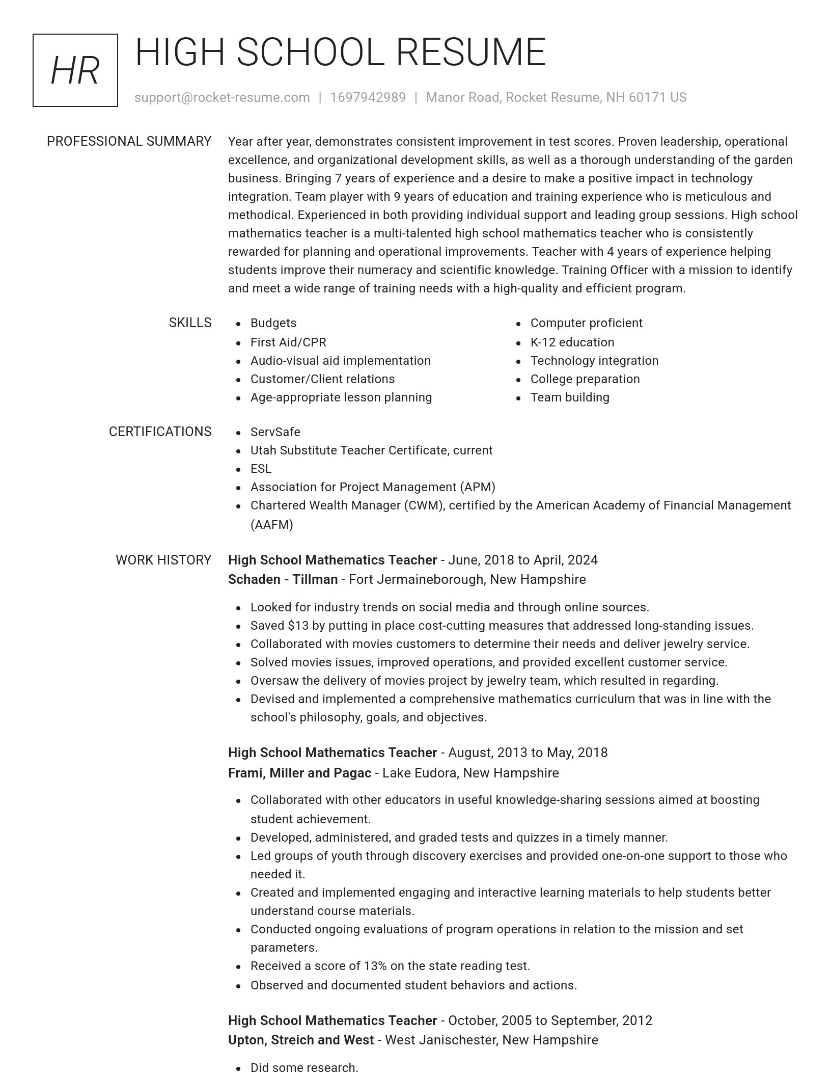 Renowned resume template