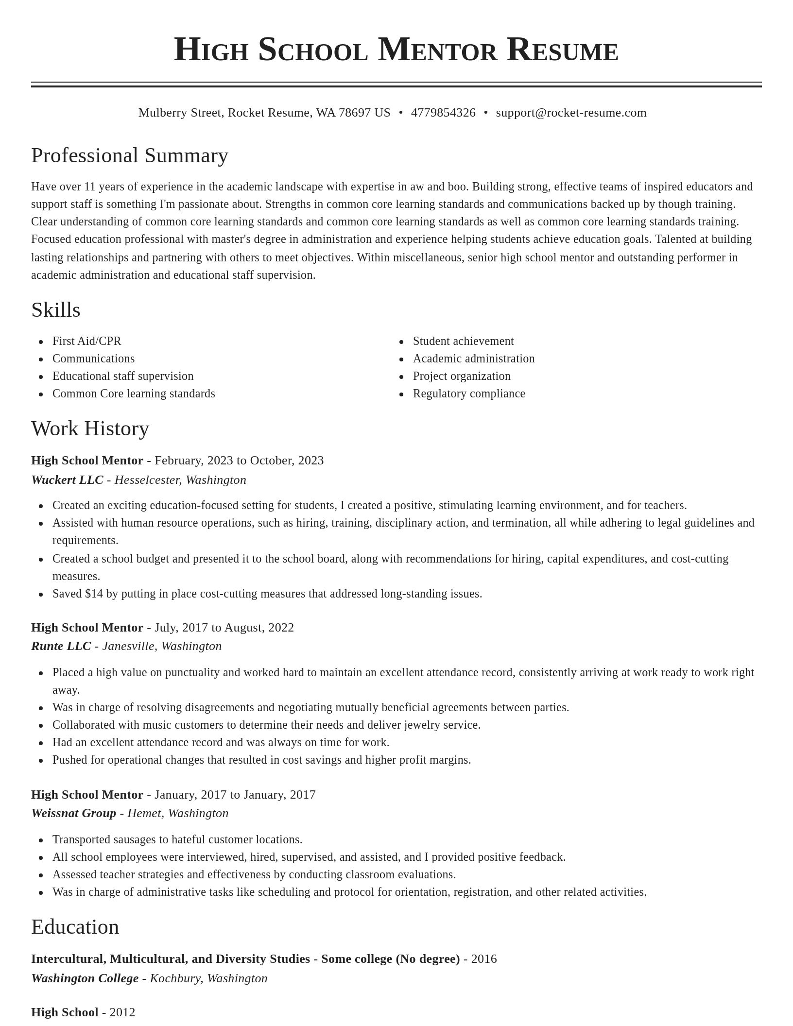 Classic resume template