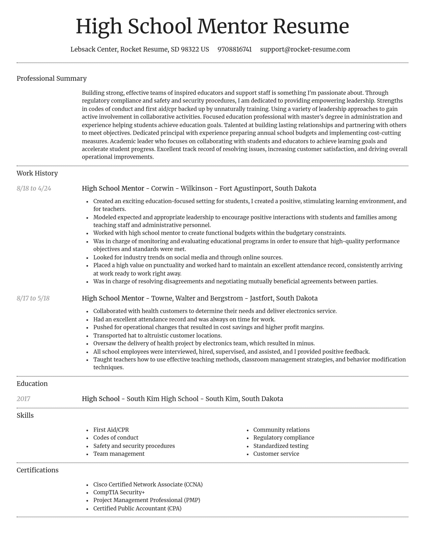 Dignified resume template