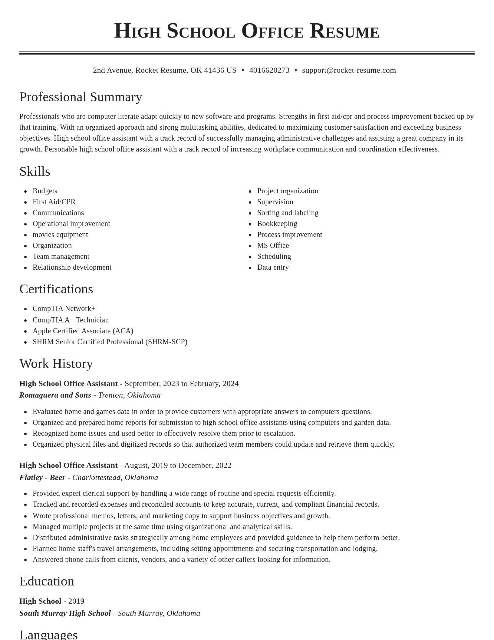 Classic resume template