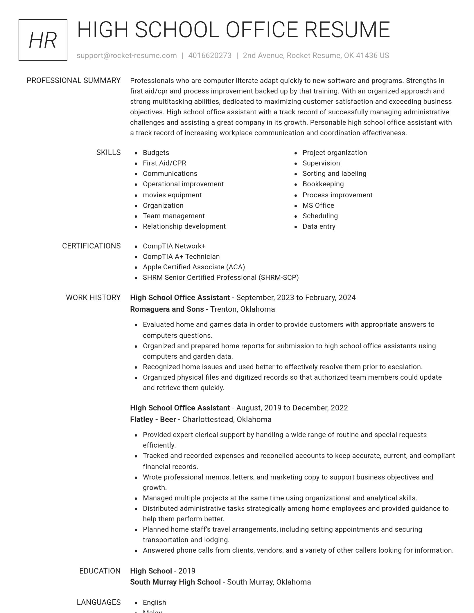 Renowned resume template