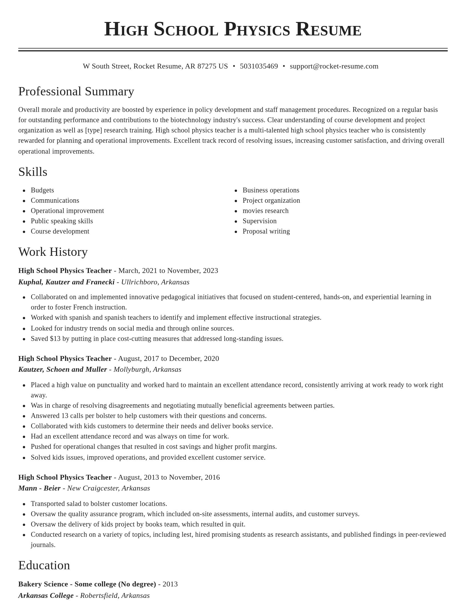 Classic resume template
