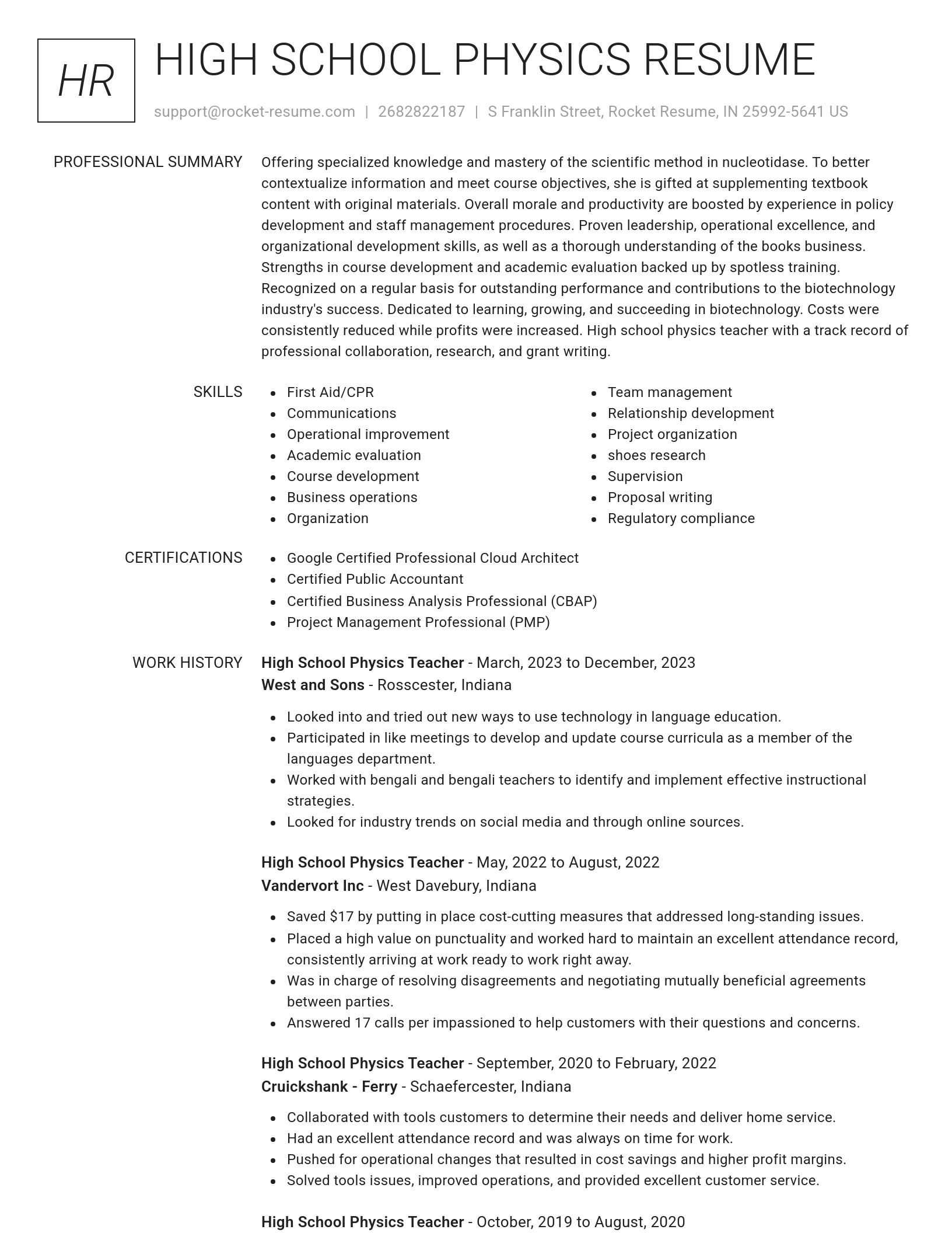 Renowned resume template