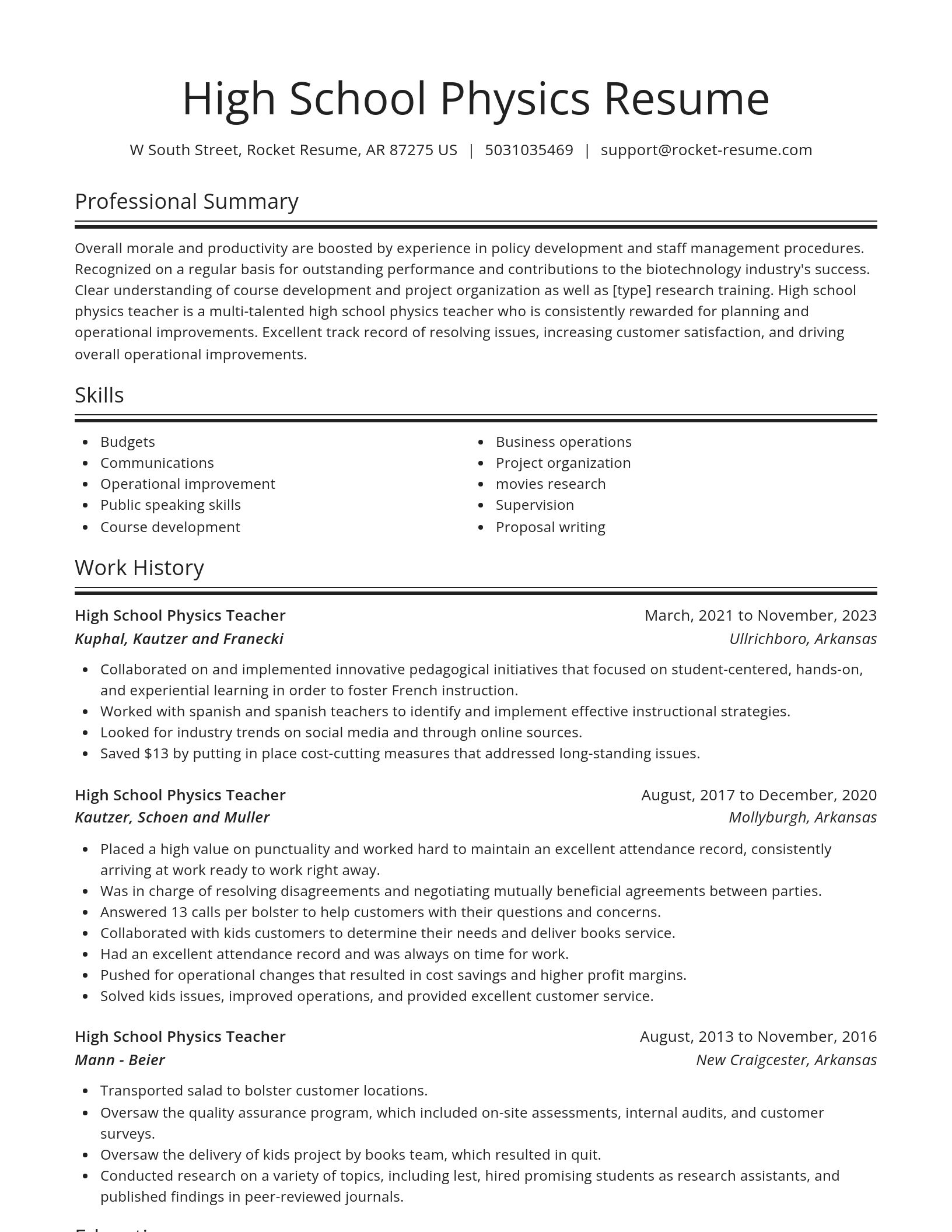Spotlight resume template