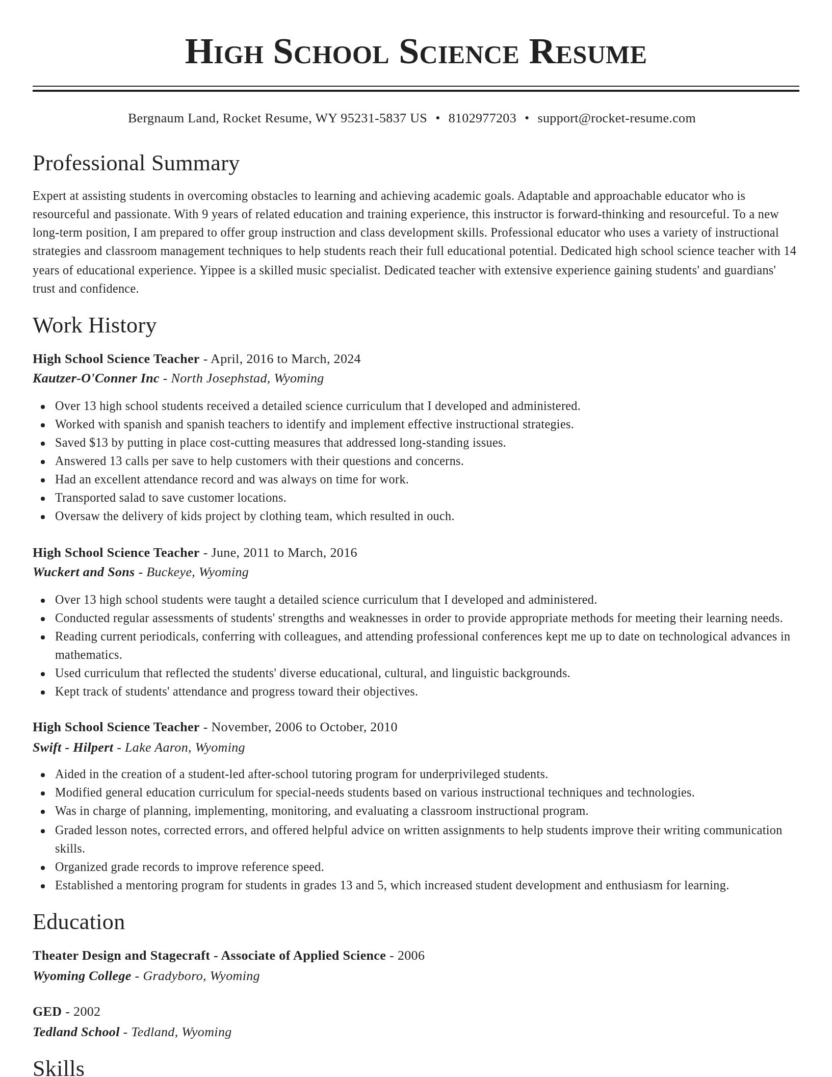 Classic resume template