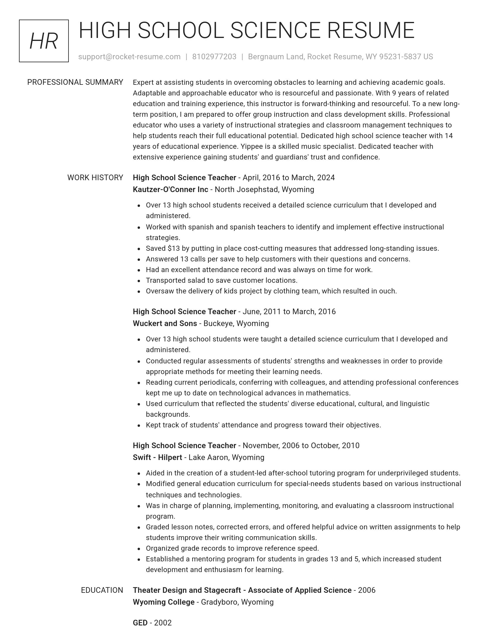 Renowned resume template