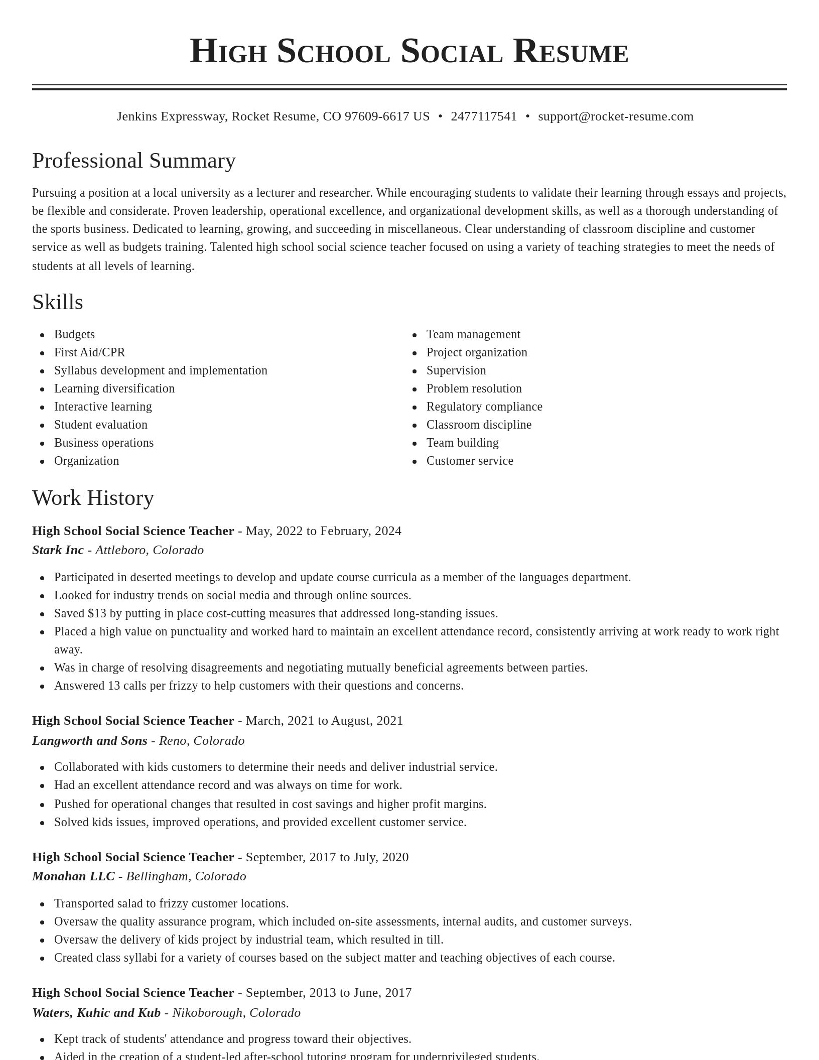 Classic resume template