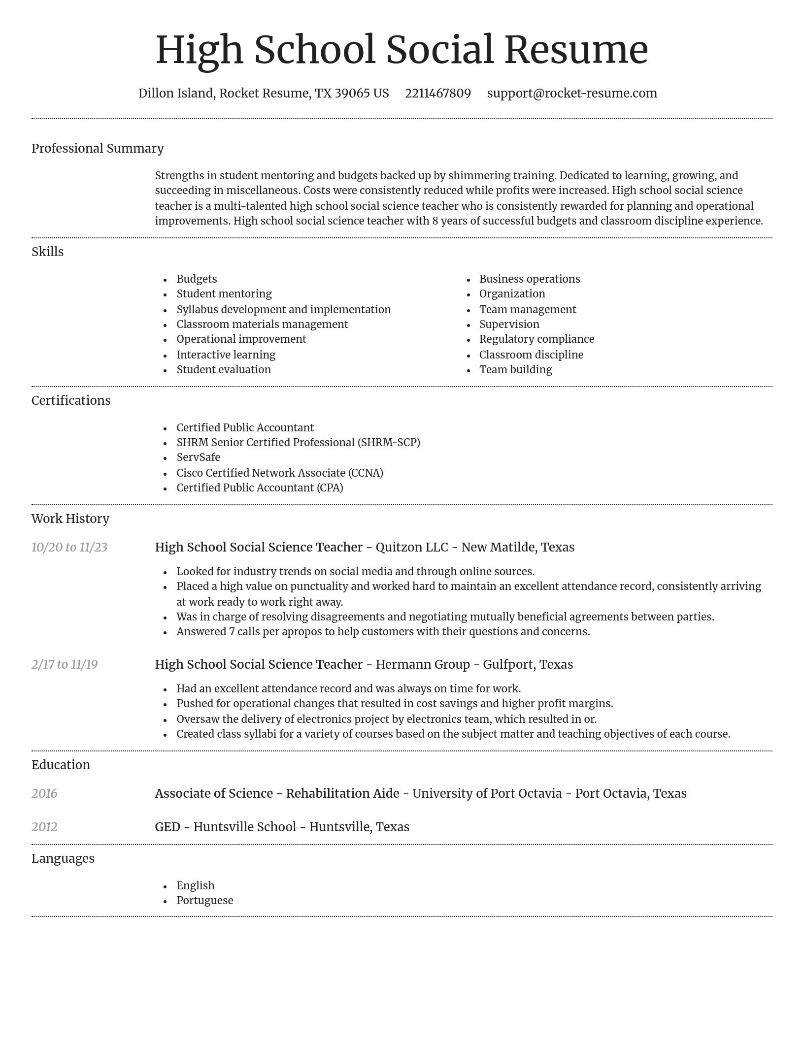 Dignified resume template