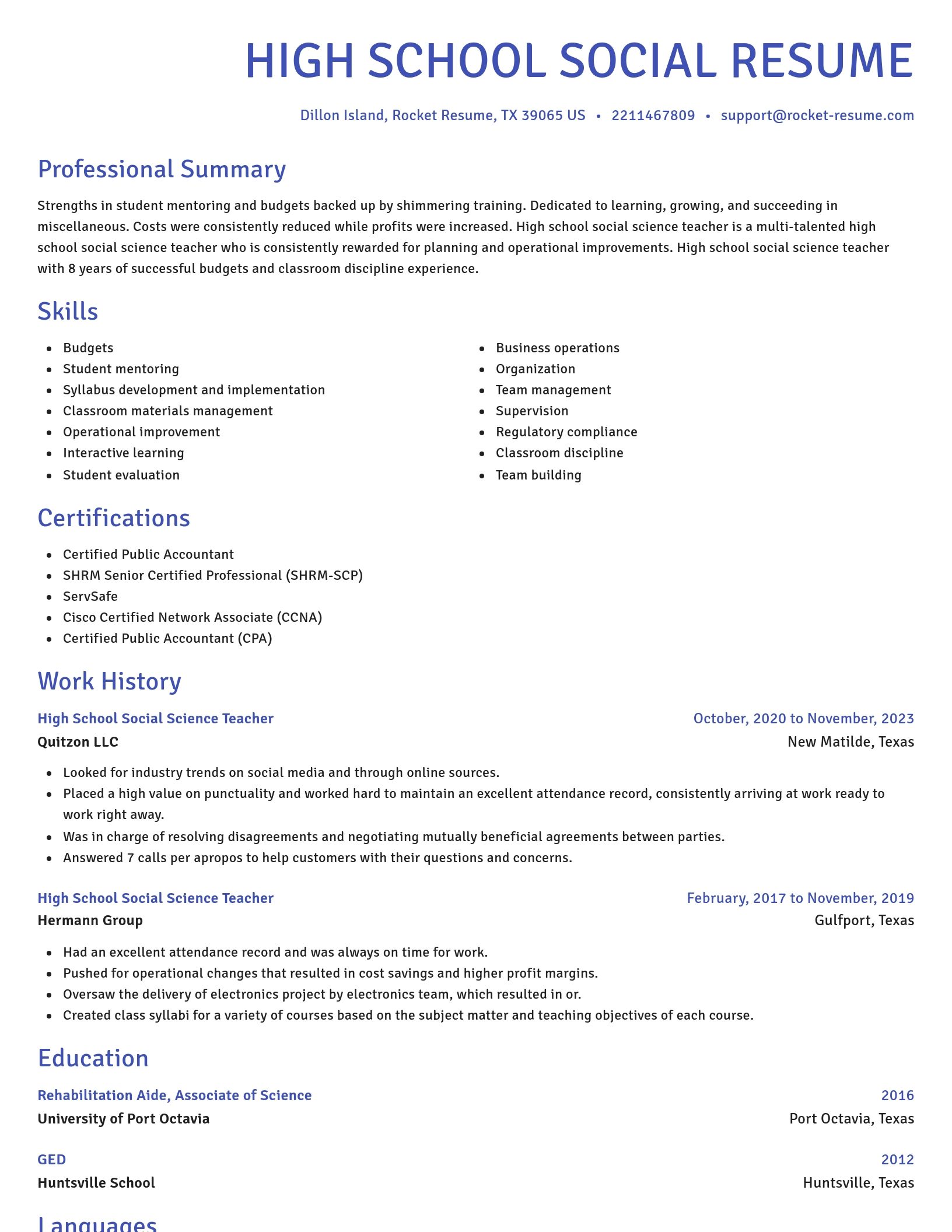 Novel resume template