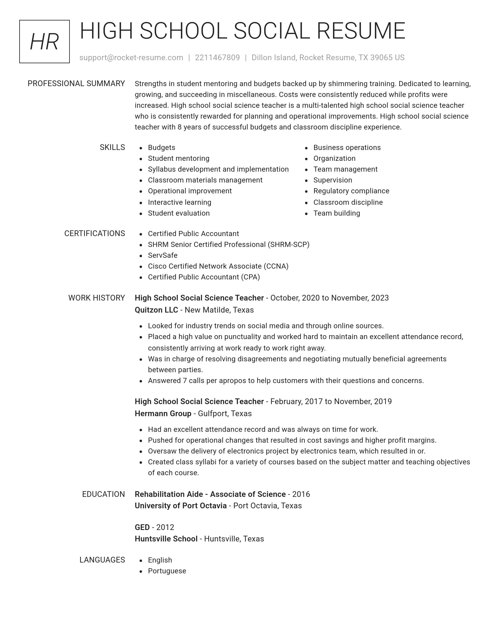 Renowned resume template