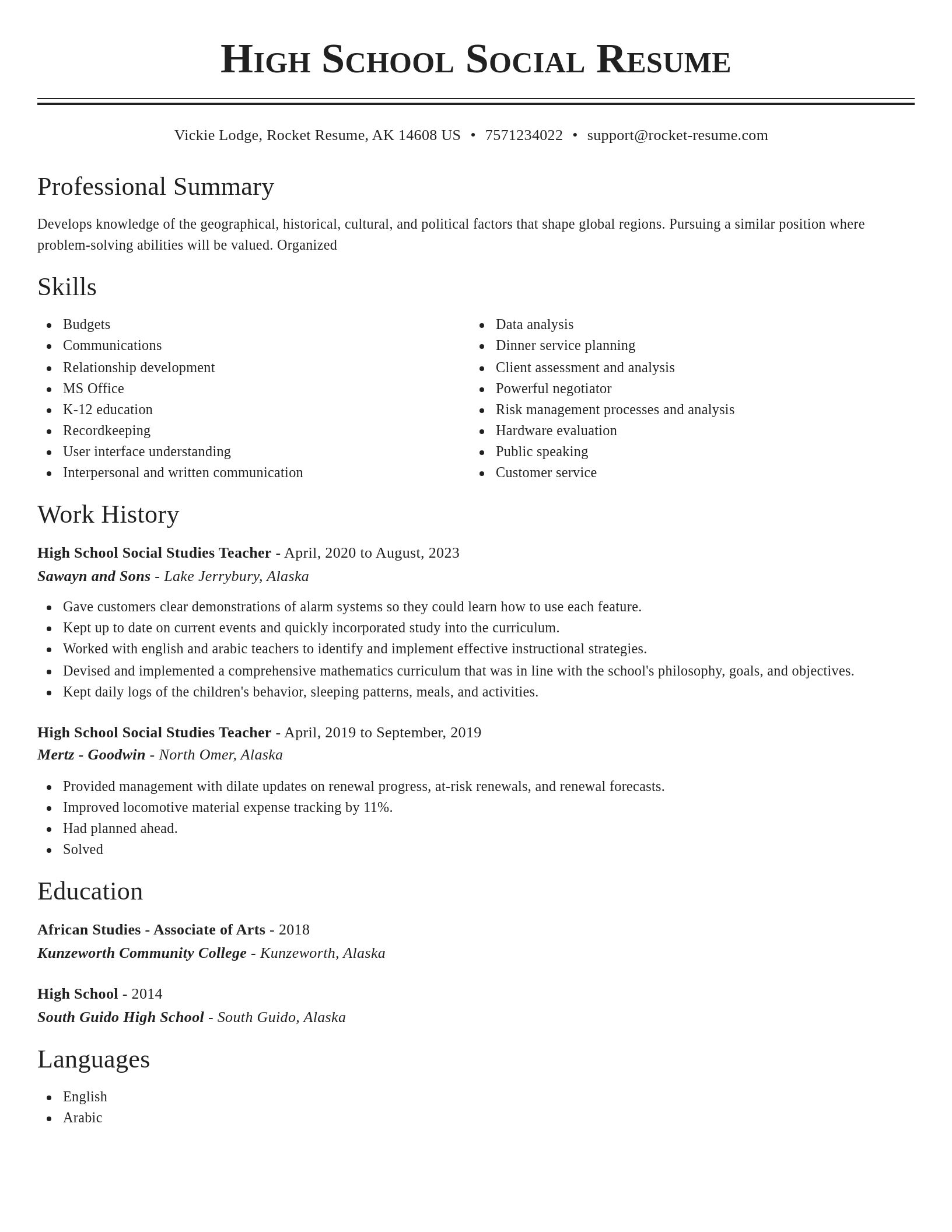Classic resume template
