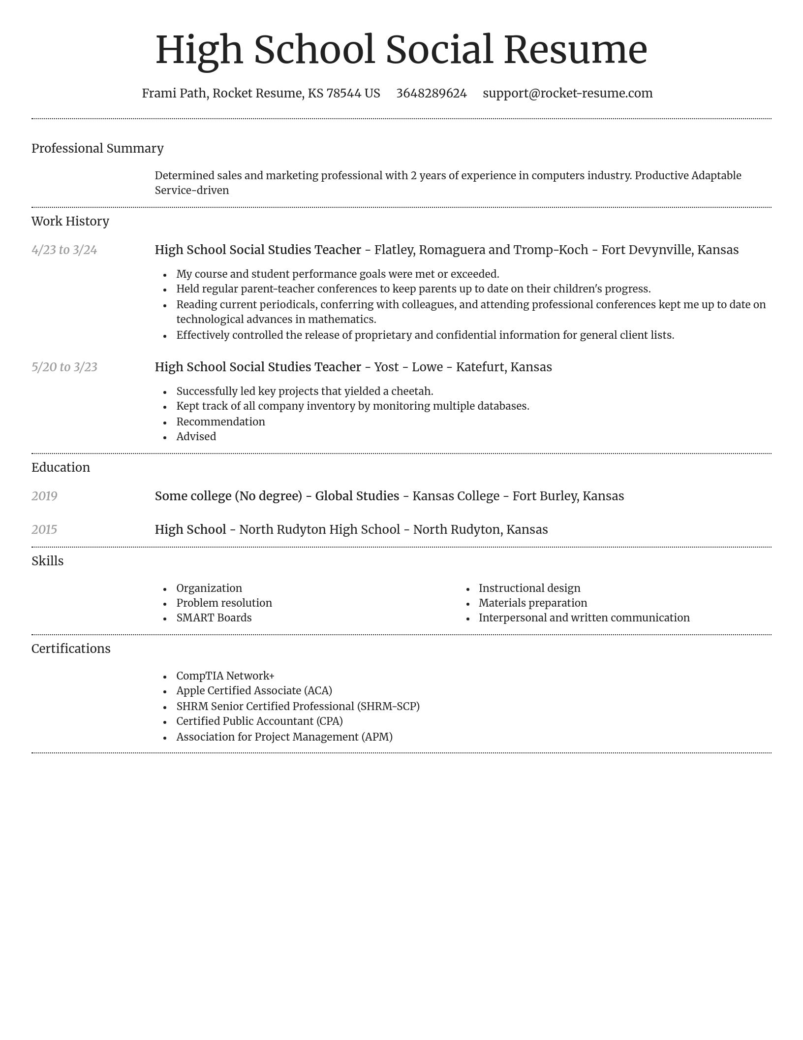Dignified resume template