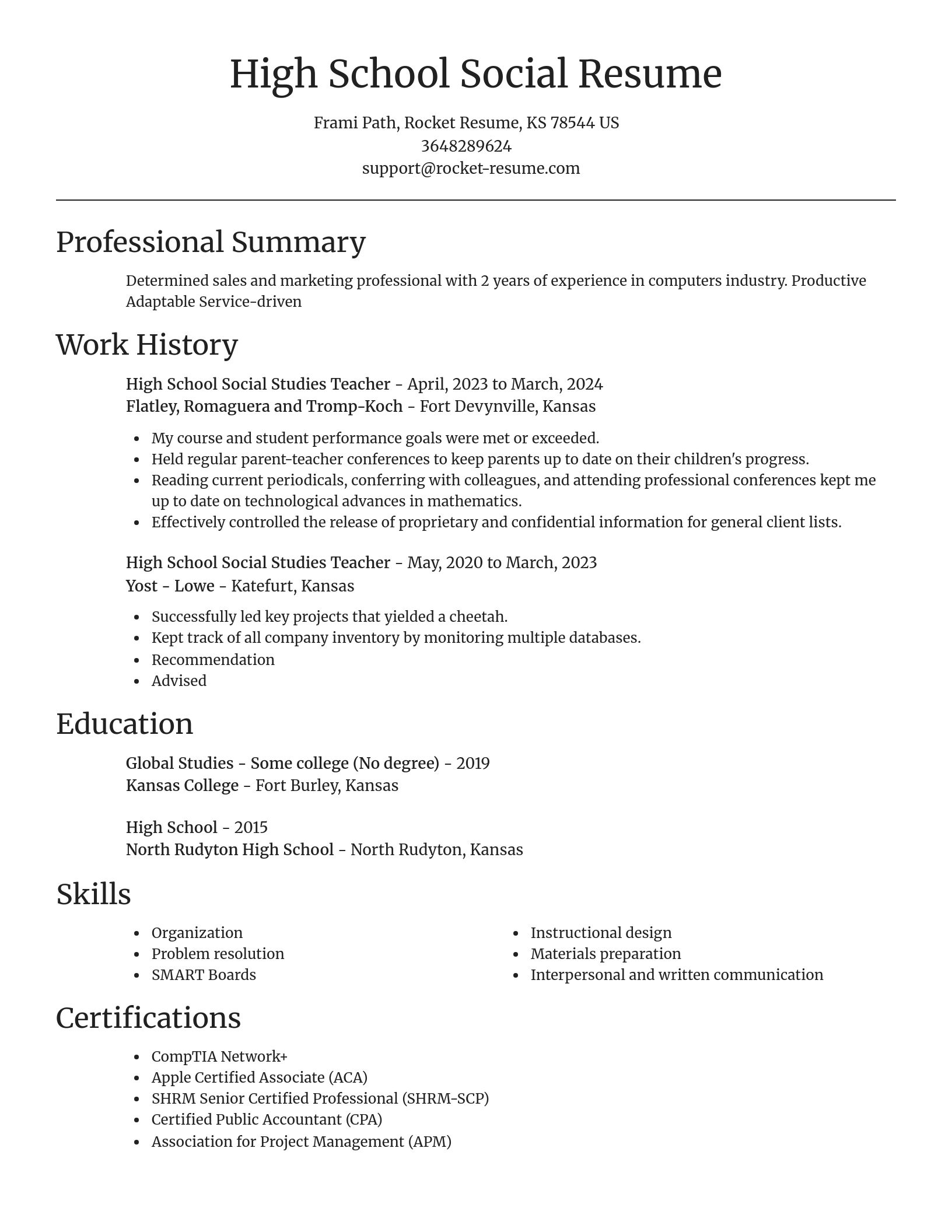 Focal Point resume template