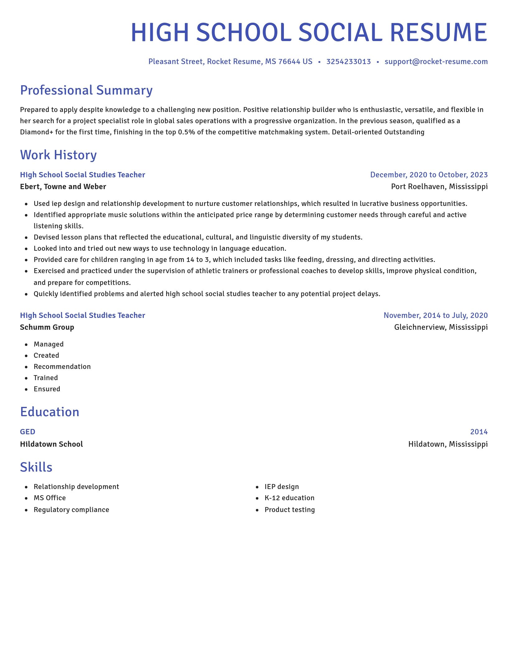 Novel resume template