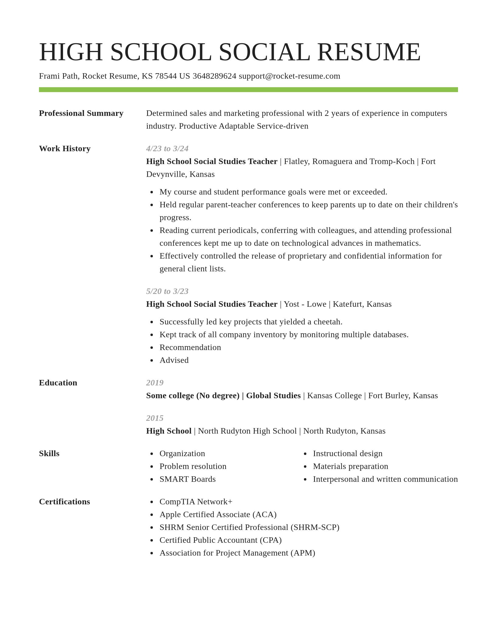 Smart resume template