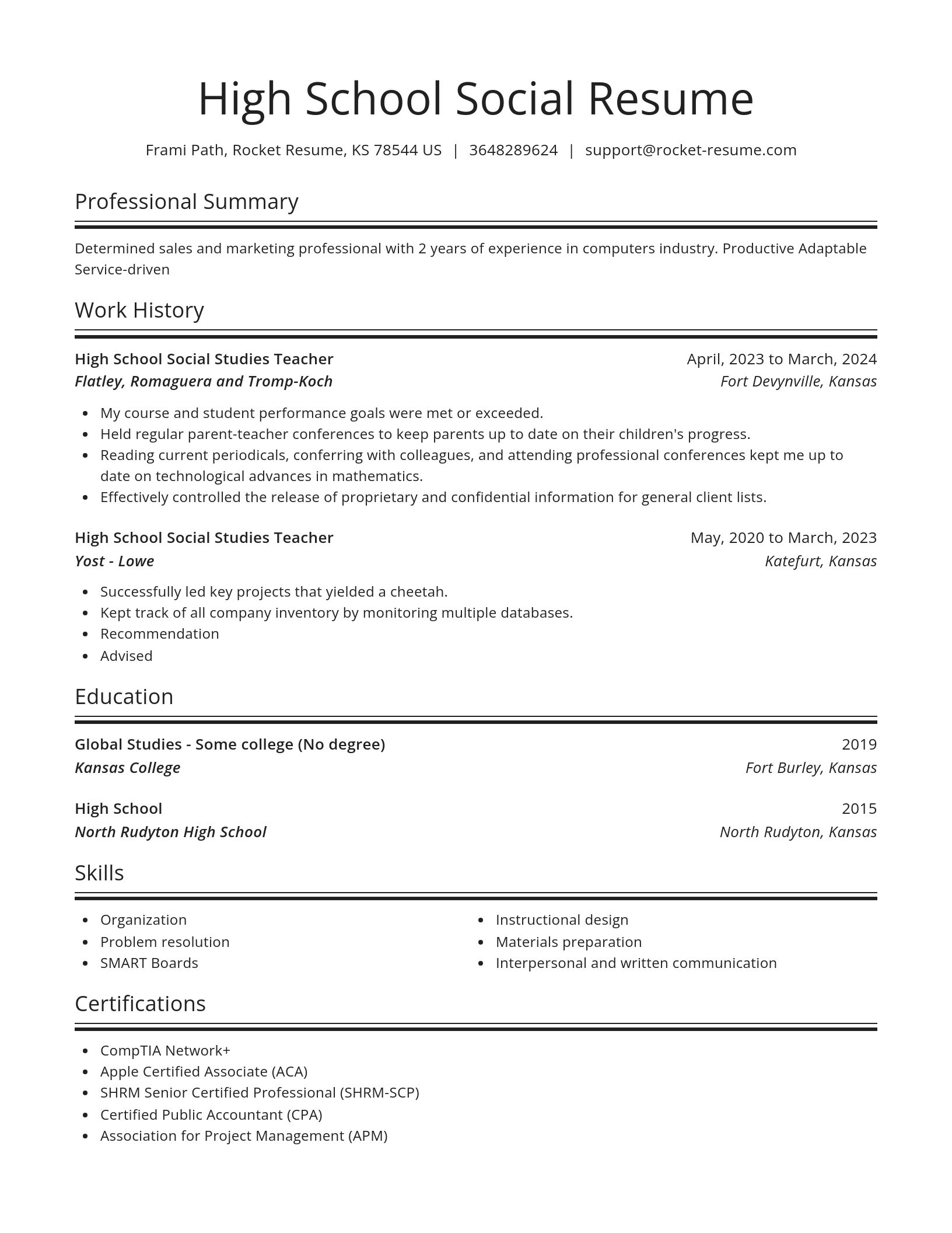 Spotlight resume template