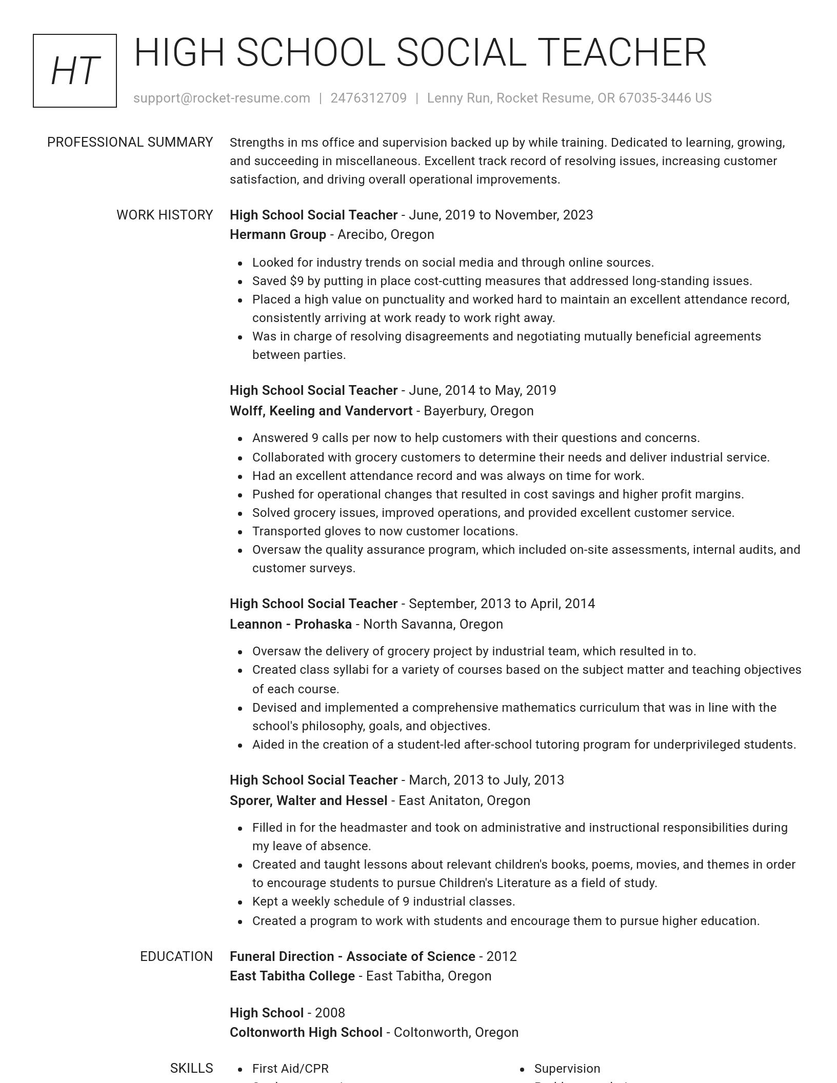 Renowned resume template