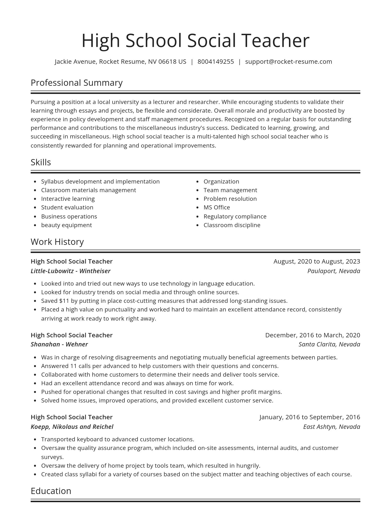 Spotlight resume template