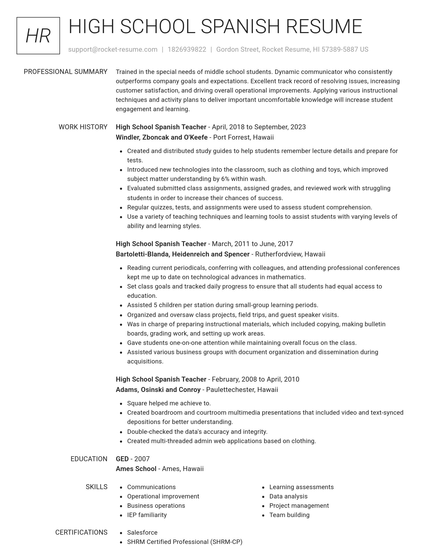 Renowned resume template