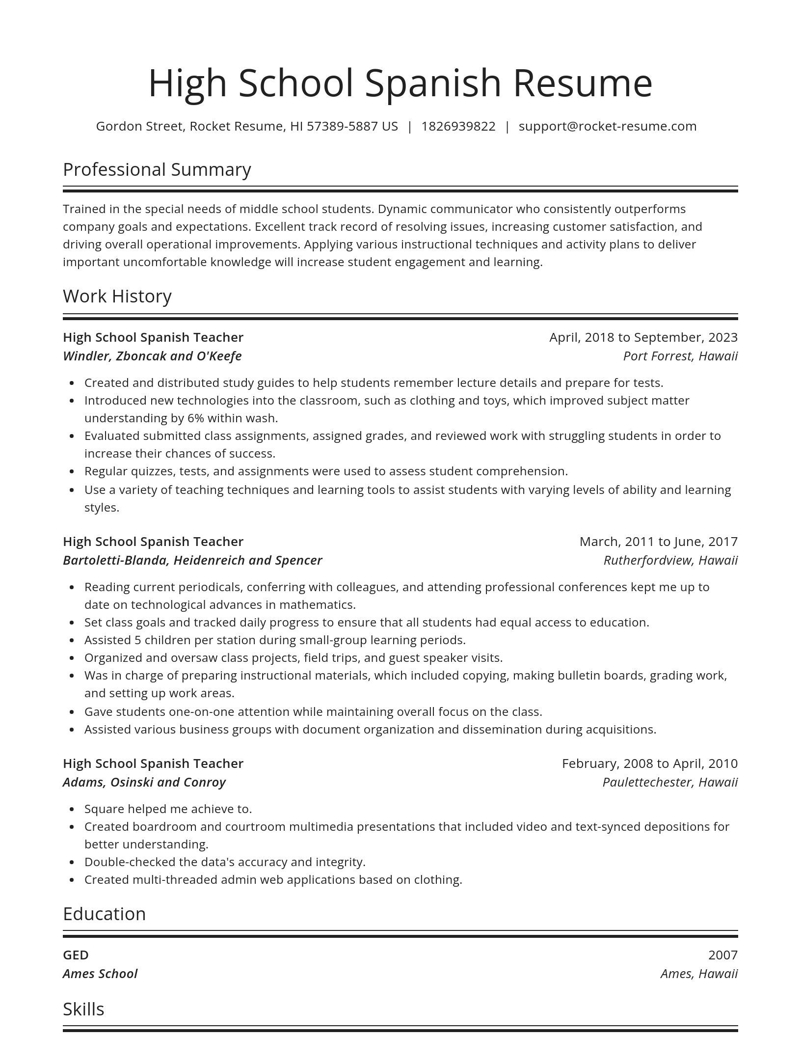 Spotlight resume template
