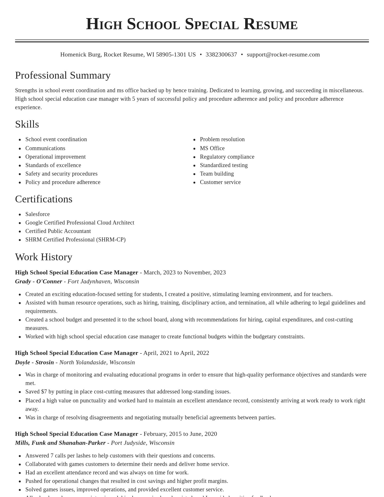 Classic resume template