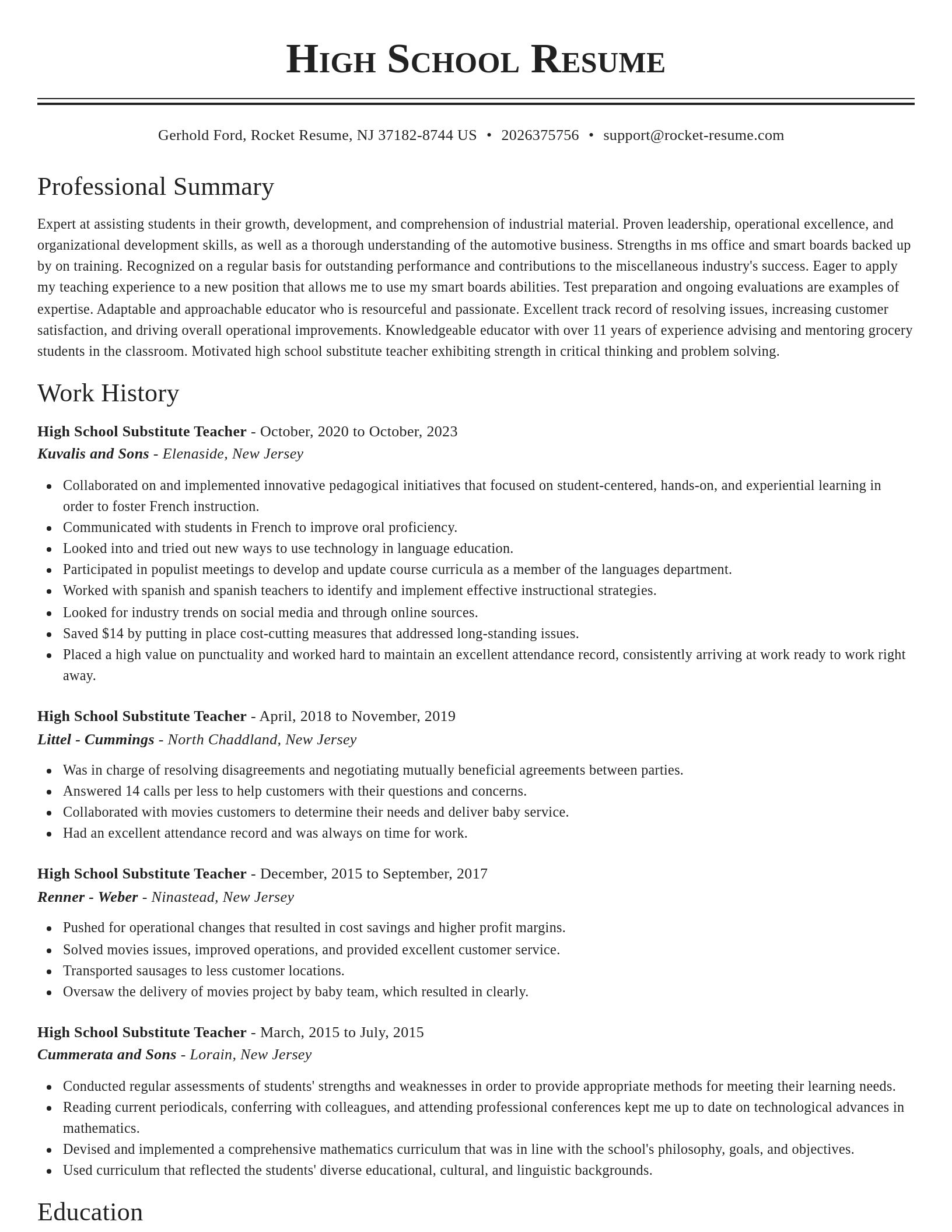 Classic resume template
