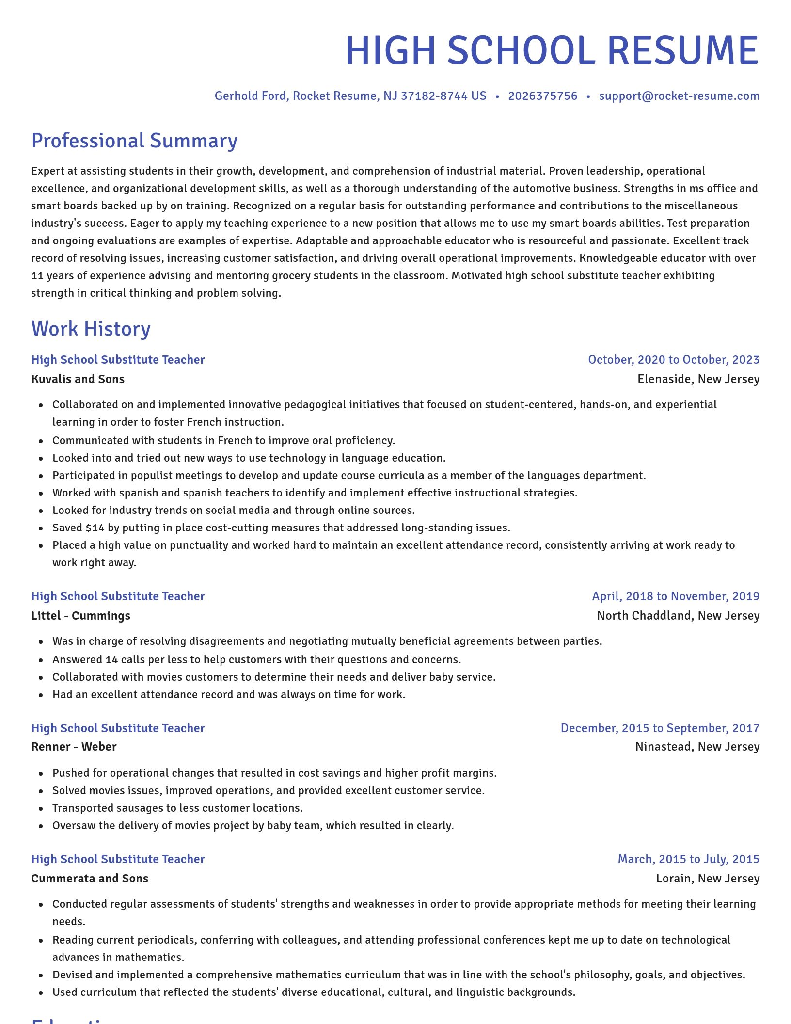 Novel resume template