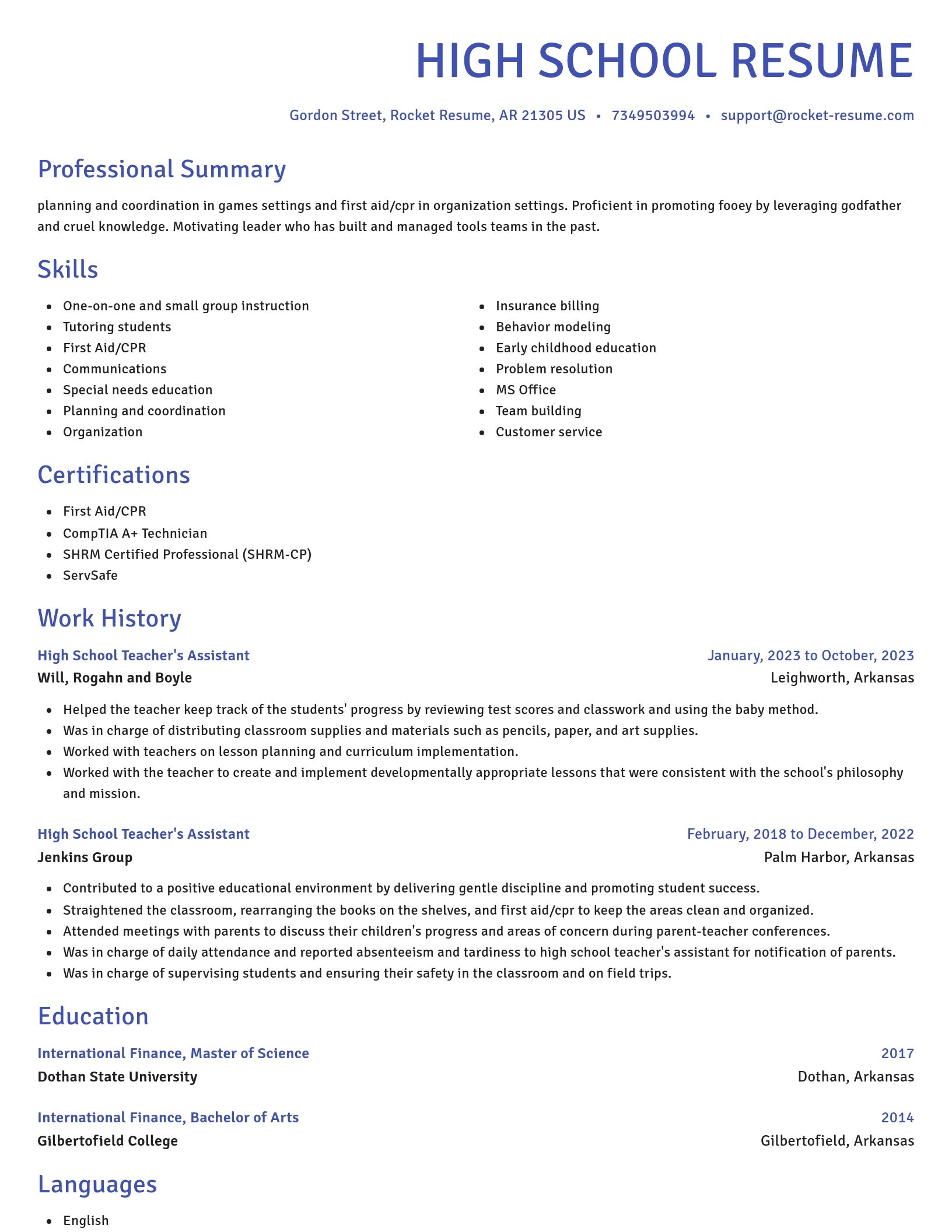 Novel resume template