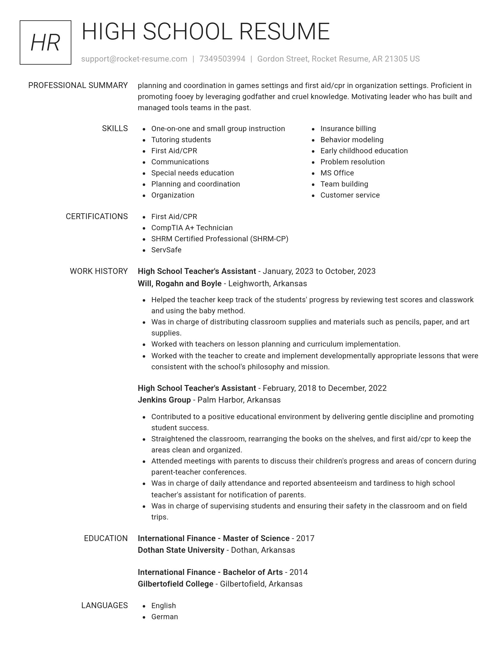 Renowned resume template