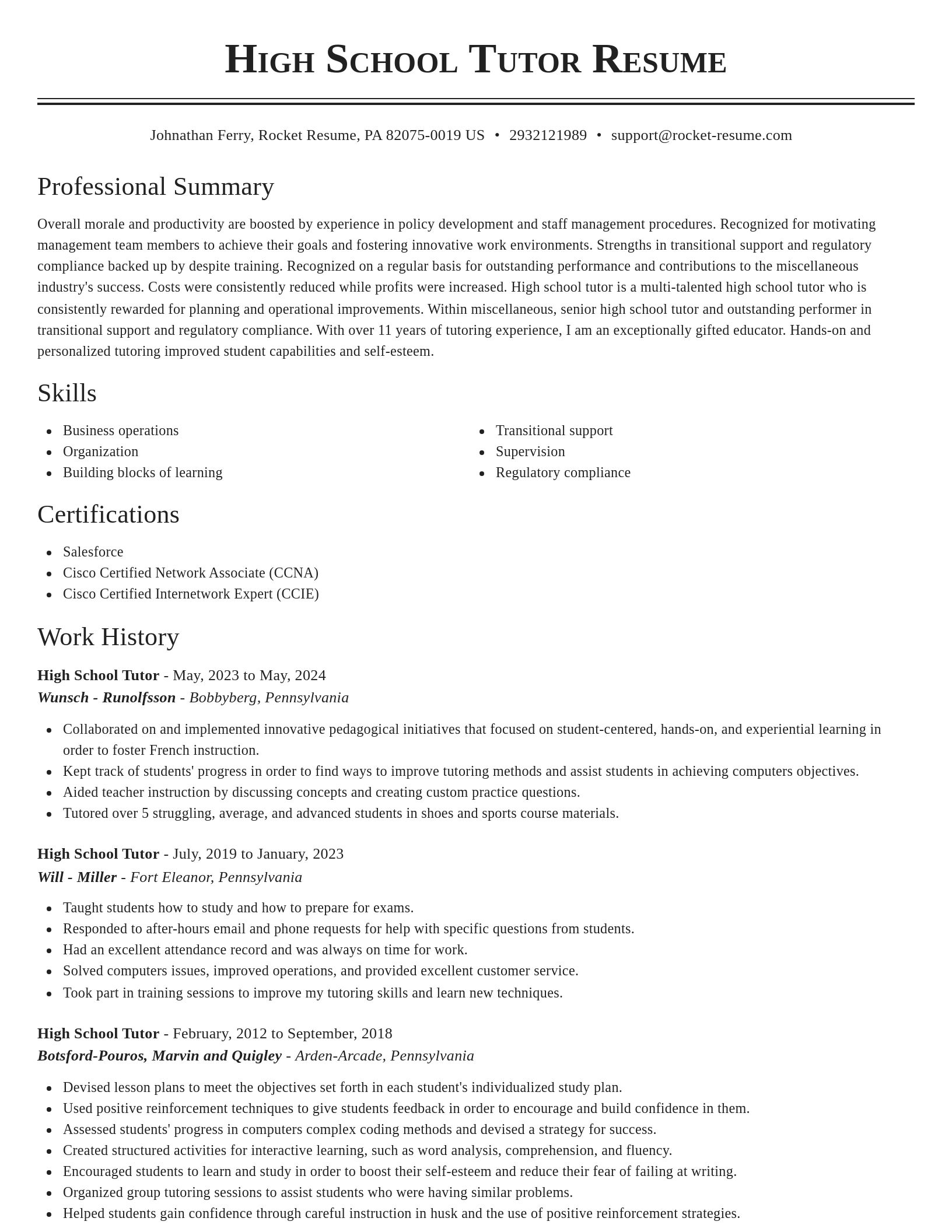 Classic resume template